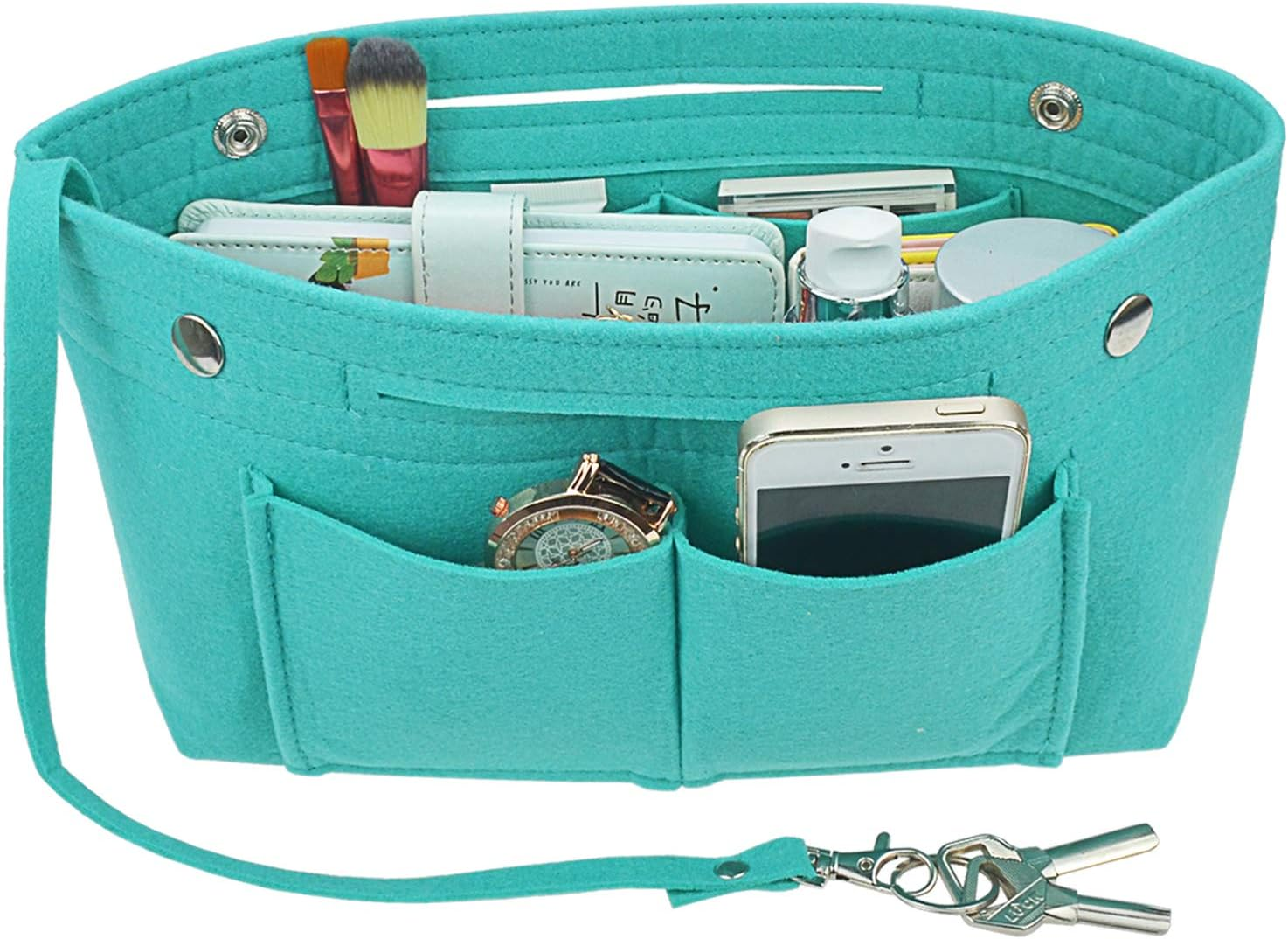 YIICOOLY Felt Tote Handbag Purse Organizer Insert Divider Shaper Bag in Bag, Blue, Small image number 1