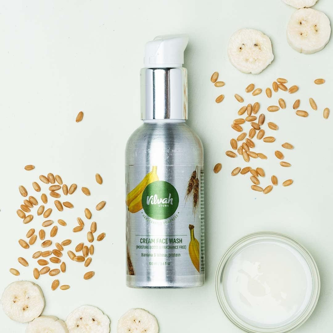 Vilvah Store Face Wash Cream Fragrance-Free for Sensitive, Flaky Skin; Protects Dry Skin; Soothes and Nourishes the Sensitive Skin; NO Parabens & Silicones, 100Ml image number 1