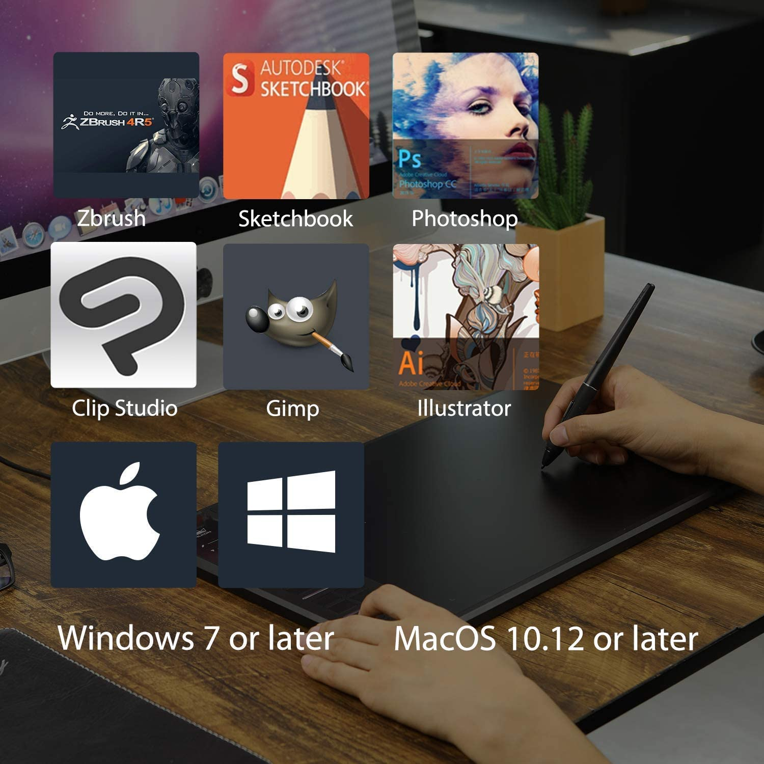 HUION WH1409 V2 Upgraded Battery-Free Wireless Graphics Drawing Tablet 8192 Levels 13.8 X 8.6 Inch with 12 Express Keys image number 3
