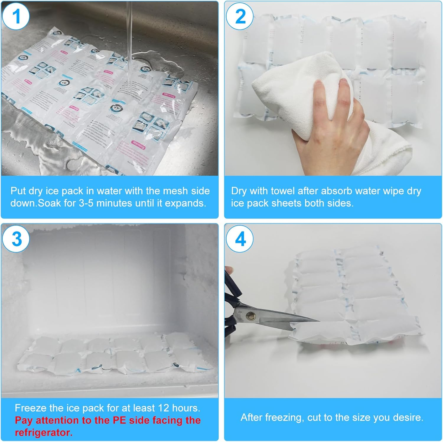 Shipping Ice Packs Small Cold Packs for Shipping, Ice Packs for Food Shipping Long Lasting, Shipping Cold Pack Ice Pack Sheets for Coolers Reusable, Dry Ice Packs Freezer Packs for Shipping 96 Cells