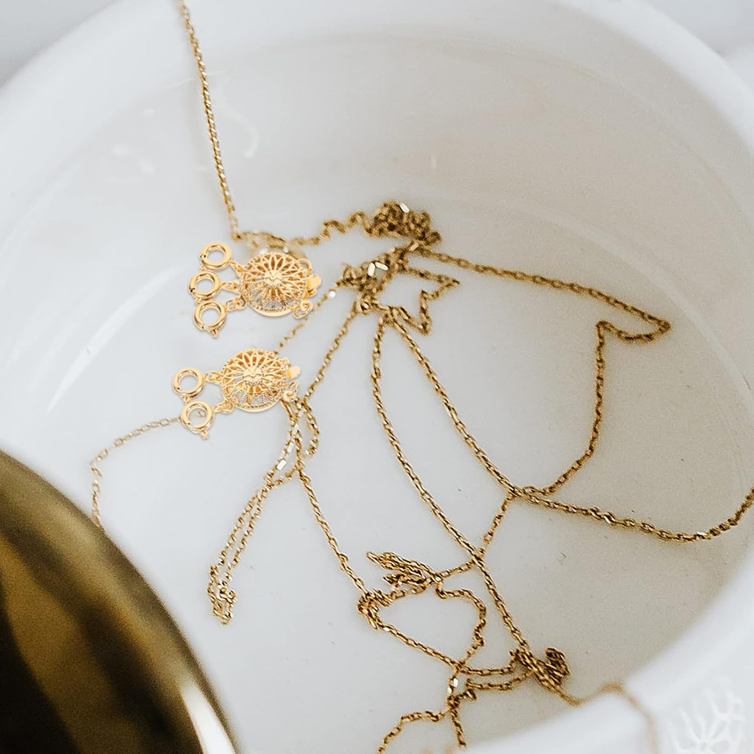 Sewroro 2Pcs Necklace Layering Clasp Slide Lock Jewelry Connectors Multi Strands Clasps for Layered Bracelet Jewelry Crafts image number 2