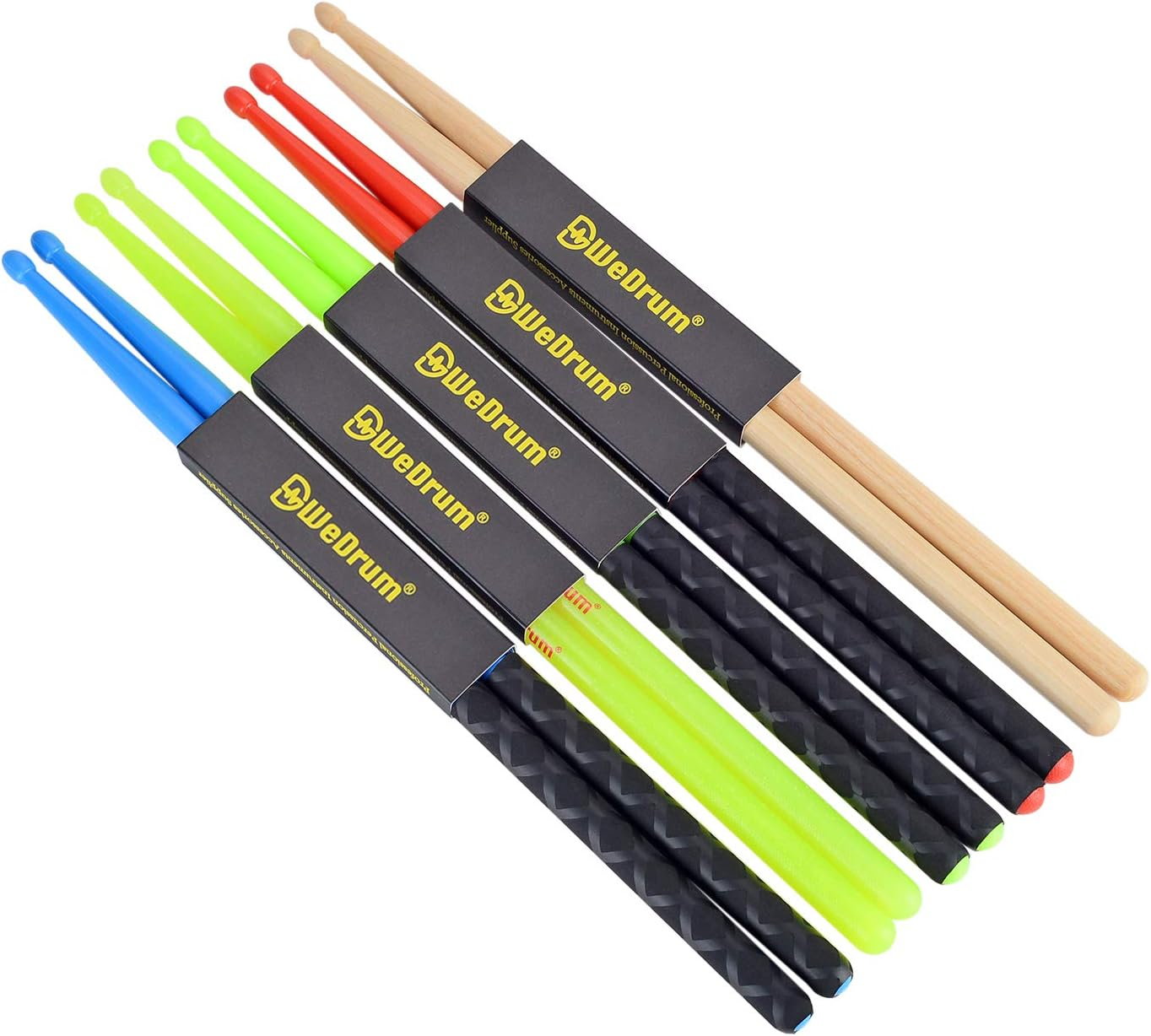 5A Nylon Drumsticks for Drum Set Light Durable Plastic Exercise ANTI-SLIP Handles Drum Sticks for Kids Adults Musical Instrument Percussion Accessories Blue - Black image number 6