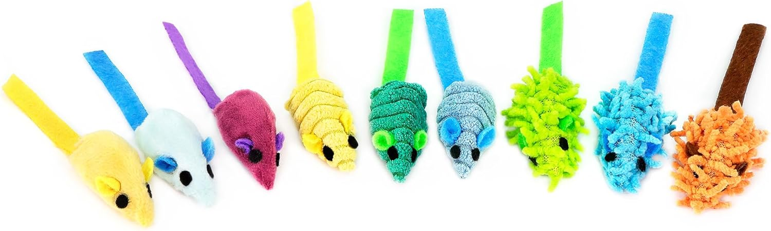 CHIWAVA 27PCS 2" Striped Shaggy Cat Toy Mice with Rattle Assorted Small Mouse Interactive Play for Indoor Cats Mix Color image number 6