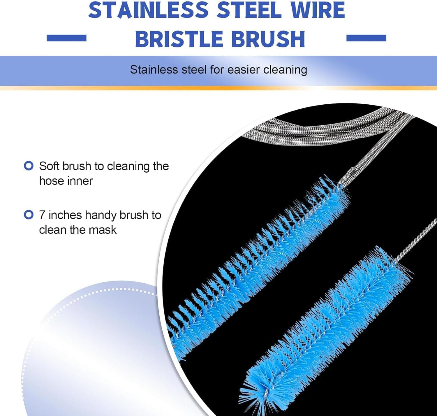 4 Piece Accessories for CPAP Hose,Hose Hanger and Cleaning Brush for CPAP Mask,Tubing Holder Organize Cleaning Set,7 Feet Flexible + 7 Inches Handy Steel Wire Brush image number 5