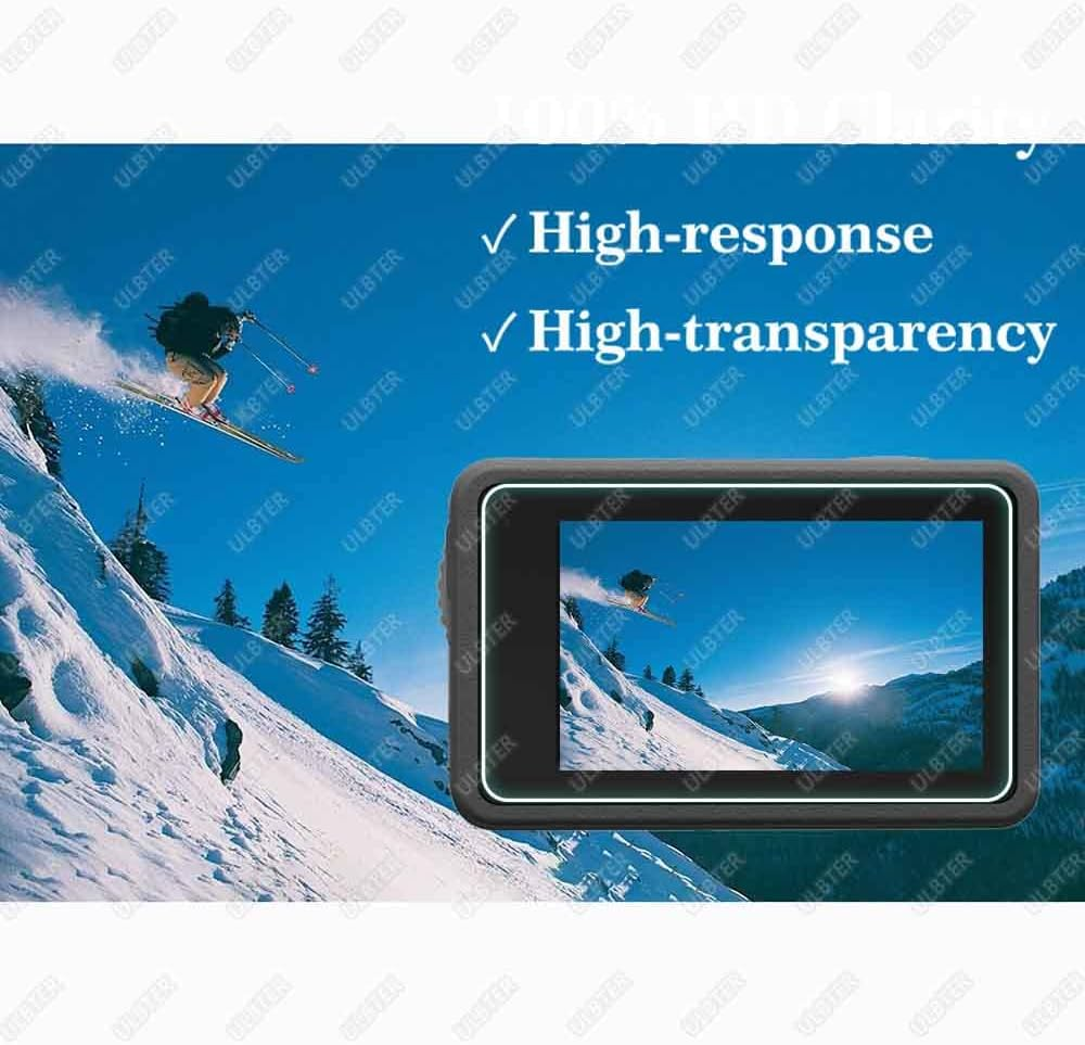 ULBTER Screen Protector for DJI OSMO Action 4 Camera + Silicone Lens Cap Cover, 0.3Mm 9H Hardness Tempered Glass Protector, Anti-Scrach Anti-Fingerprint Anti-Bubble [2+6 Pieces] image number 3
