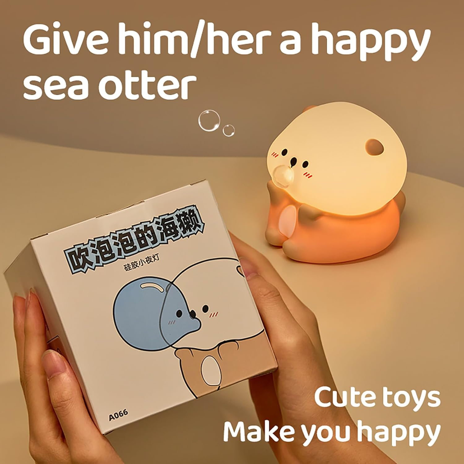 LIFEBEA Cute Night Light for Kids &ndash; LED Touch Toddler Lamp, USB Rechargeable Baby Night Light with 3-Level Warm Glow & 30-Min Timer &ndash; Portable Animal Bedside Children'S Room Decor Gift (Otter) - Sloth image number 5