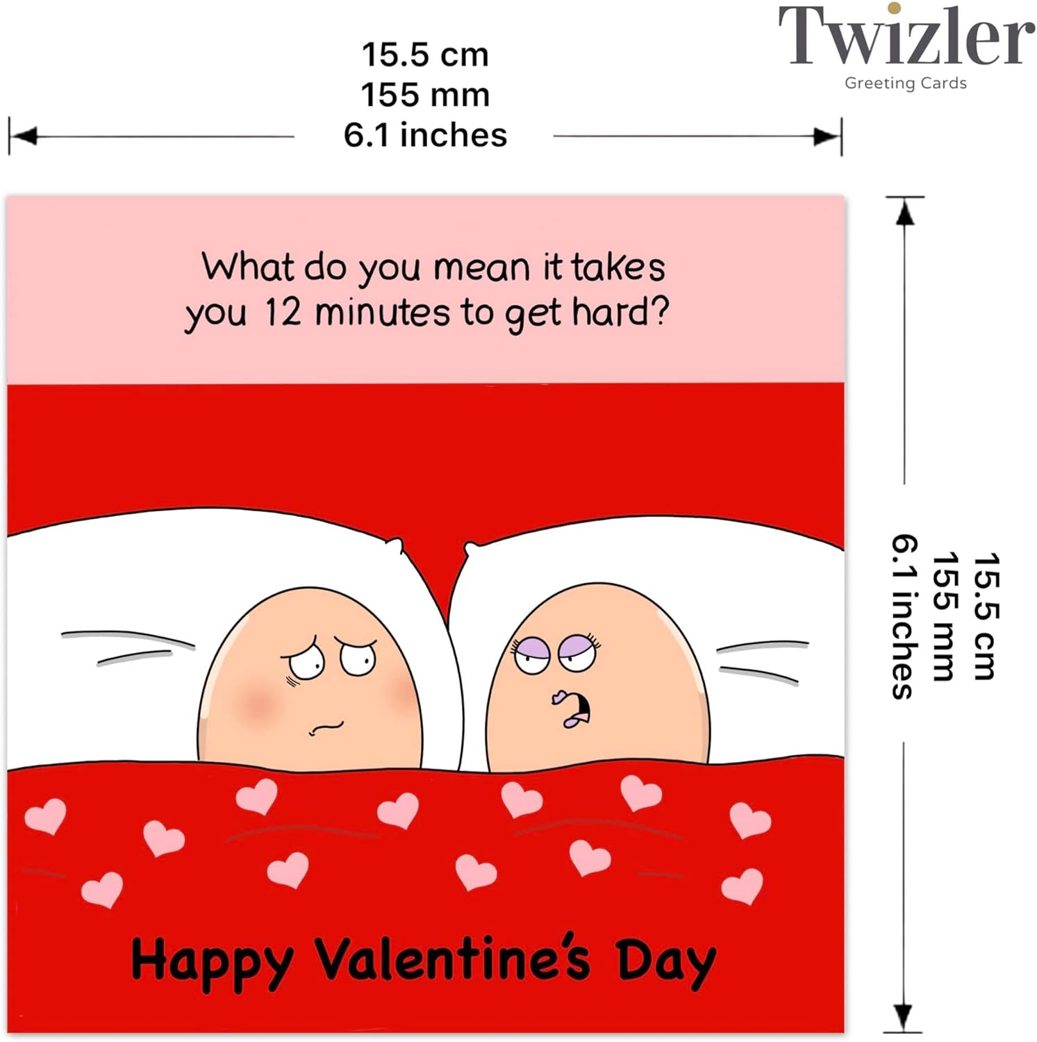 Twizler Funny Valentines Card - Eggs Getting Hard - Valentine'S Day Card for Husband Wife or Boyfriend Girlfriend Partner - Happy Valentine'S Day for Him Her Fiance Fiancee image number 4