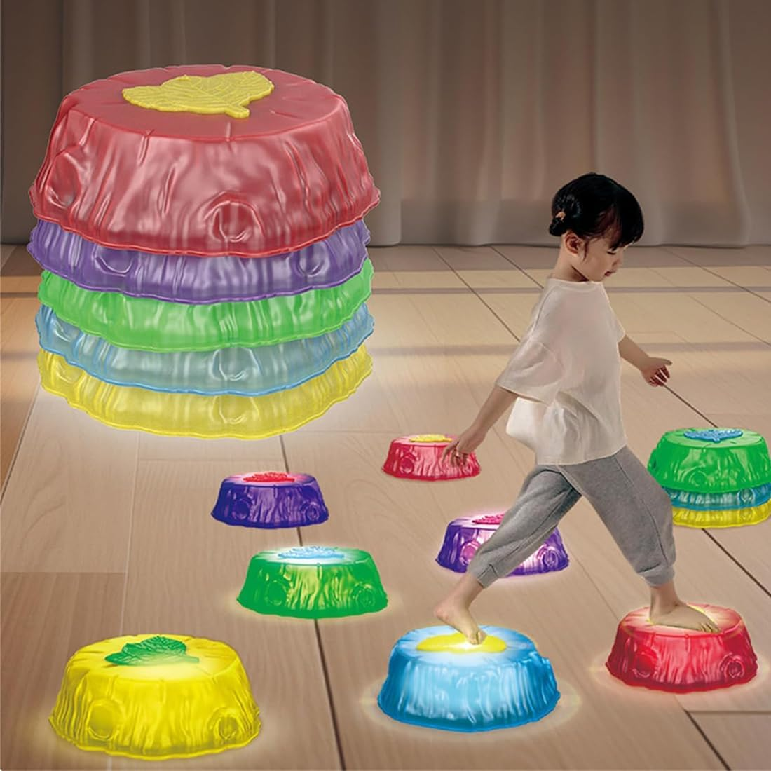 Light up Stepping Stones for Kids - Music and Sensory Balance Stones for Toddlers 3-5 (8Pcs) image number 4