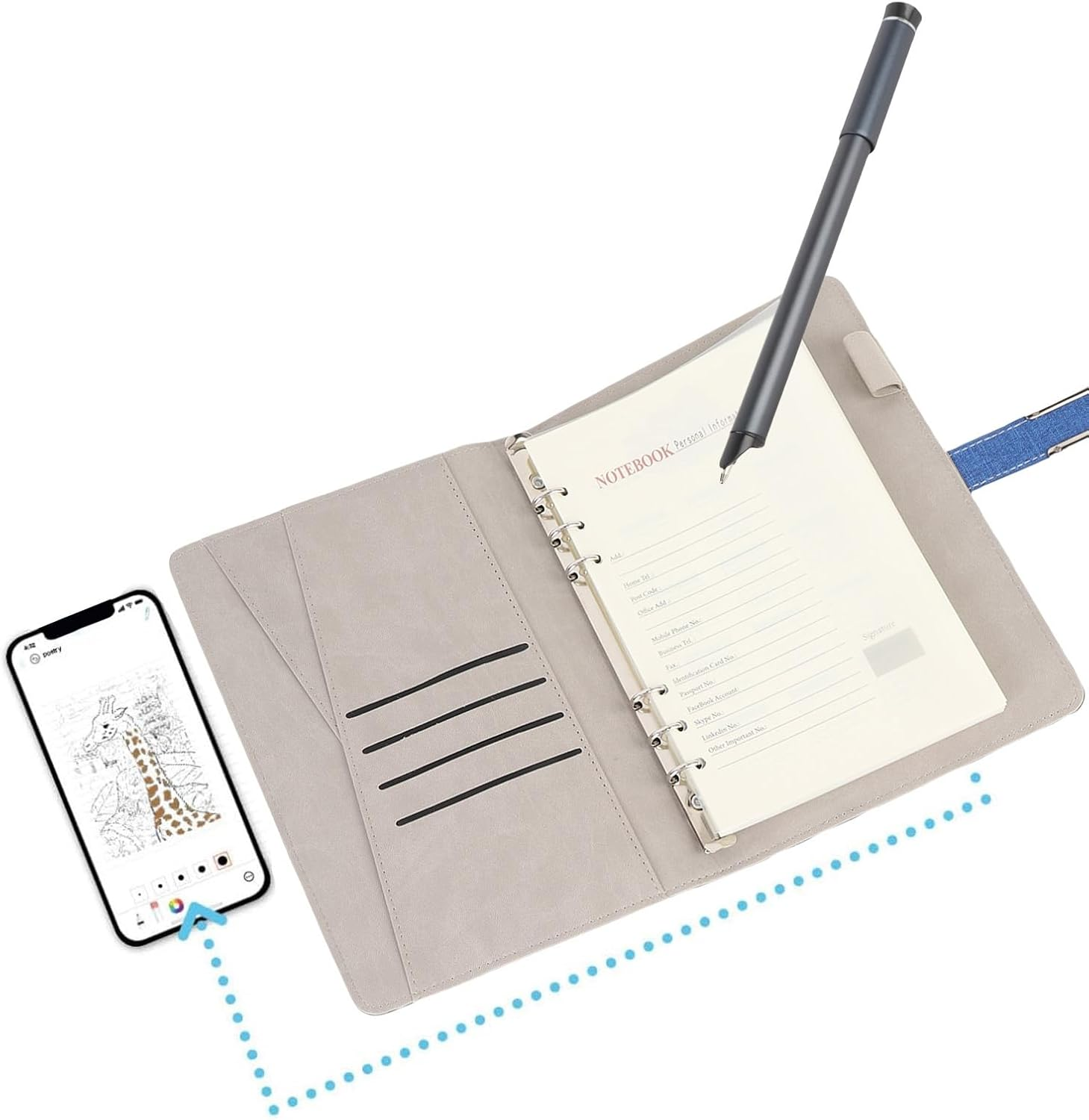 3 in 1 Digital Notebook with Smart Pen, Bluetooth Paper OCR Digital Pen, Real-Time Sync for Digitizing, Convert to Text, Storing, and Sharing Paper Notes (Black)