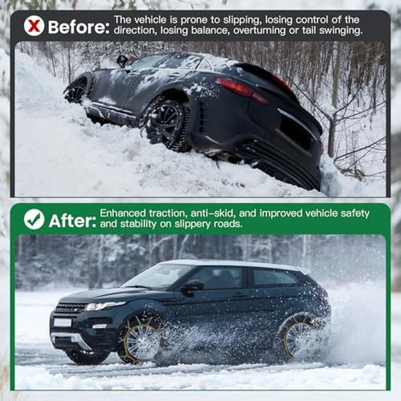 SCITOO Snow Chain for Car,2 Pack Tire Chain 235/75R15,265R15,265/70R15,275/60R15,225/75R16,245/70R16,245/75R16,255/60R16,225/70R17,235/60R17,235/65R17,245/55R17,255/55R17,235/60R18,235/50R19,255/40R19 image number 1