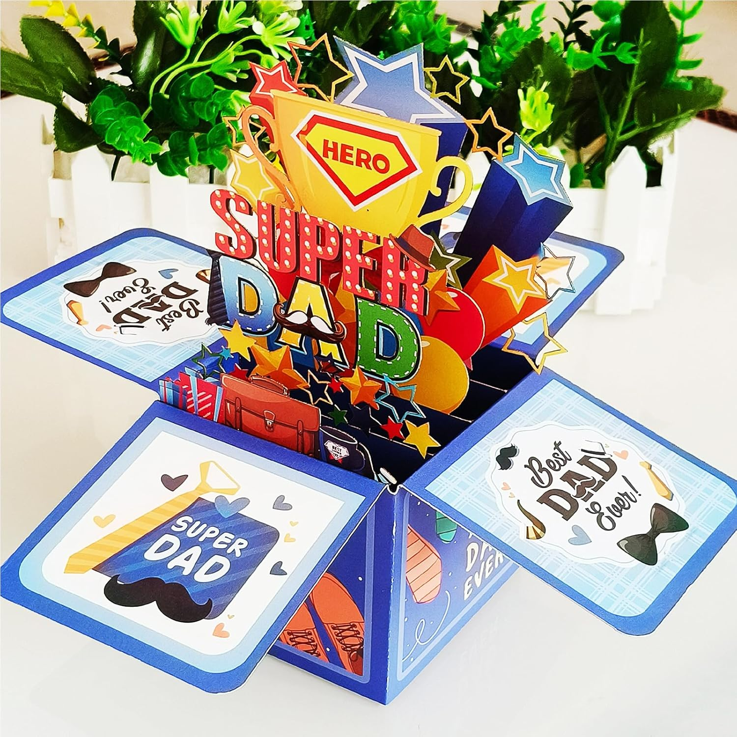 3D Pop up Happy Father'S Day Card 3D Father'S Day Greeting Boxed Card from Daughter Son Wife to Dad Husband Grandpa Son Him Men (C) image number 2
