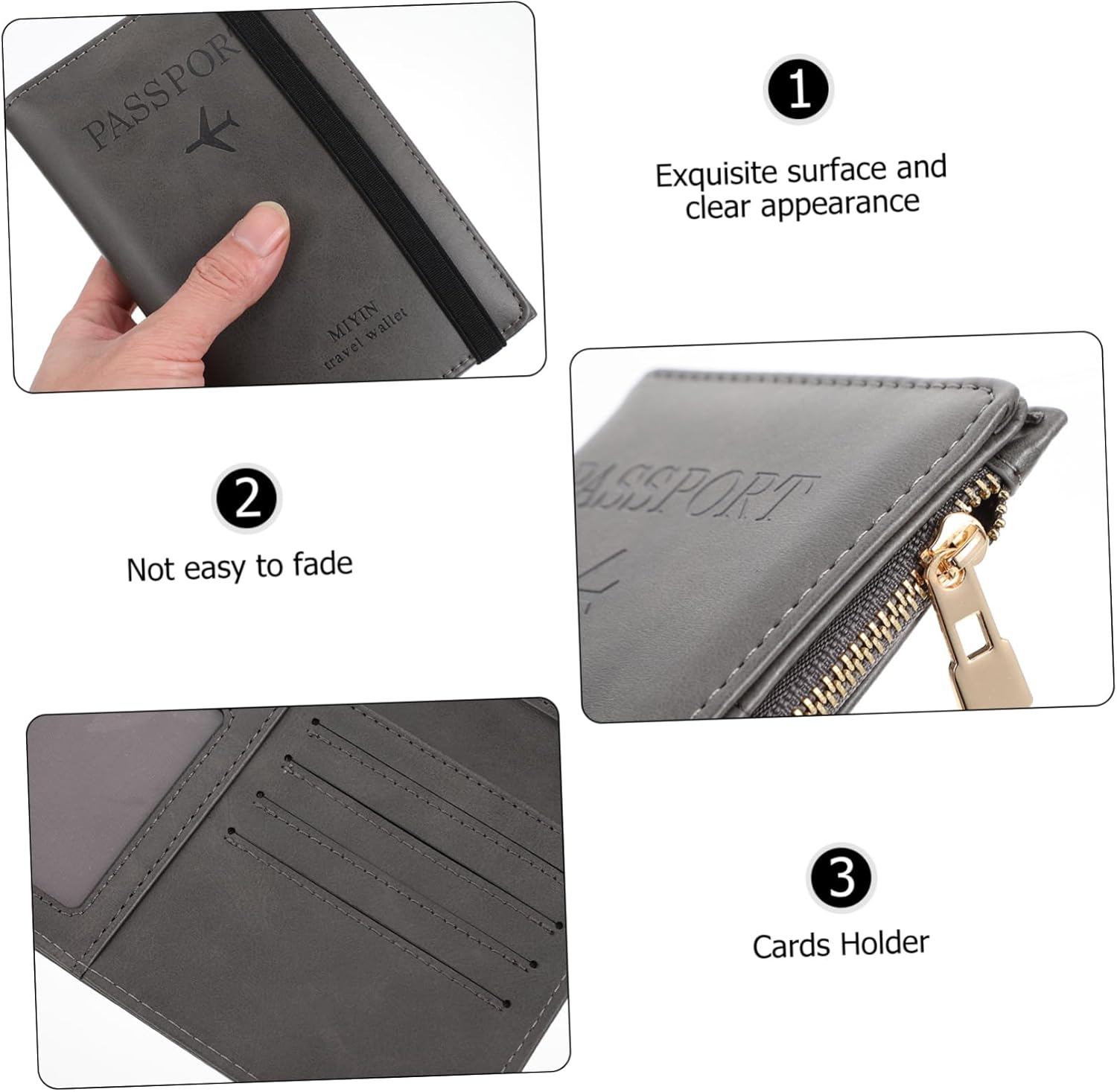 MAGICLULU Passport Bag Zipper RFID Cards Protective Cover Pu Material Suitable for Travel and Daily Use Keeps Your Passport and Cards Secure image number 3