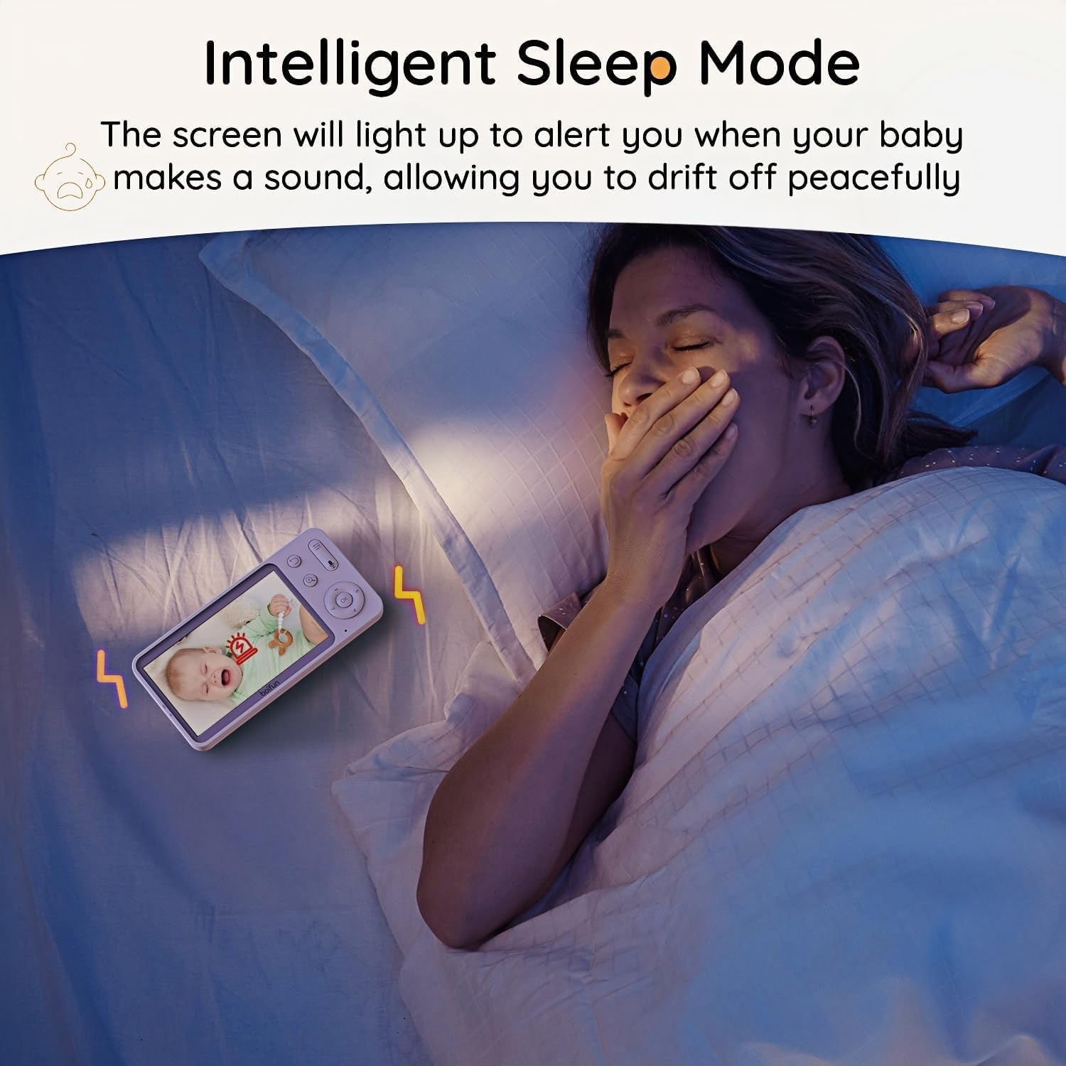 BOIFUN 2K Baby Monitor with 5" Screen & Smart App Control, Wifi Video Camera 360&deg; Auto Tracking, AI Motion & Cry Detection, Night Vision,Temper & Humidity Detection, 2-Way Talk, Long Battery Life