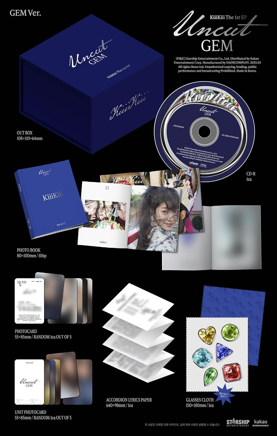 Kiiikiii Uncut Gem 1St Mini Album Limited Gem Version Cd+106P Photobook+1Ea Accordion Lyrics Paper+1P Photocard+1P Unit Photocard+Tracking Sealed image number 5