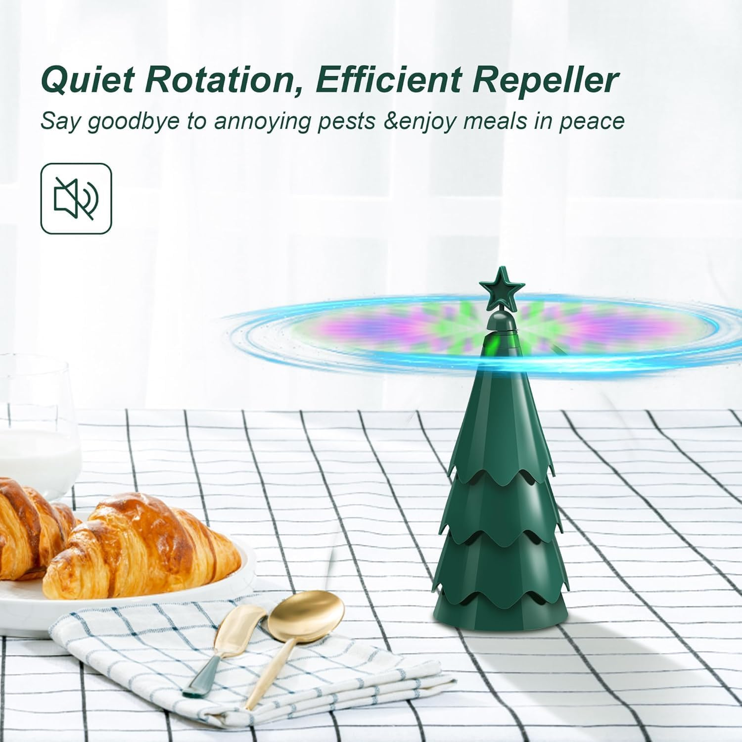 Fans for Tables, Repellent Outdoor Indoor Keep Flies Away, Table Top Fan Fly Spinner with Holographic Blades for Picnic Patio Home (3 Pack) image number 3