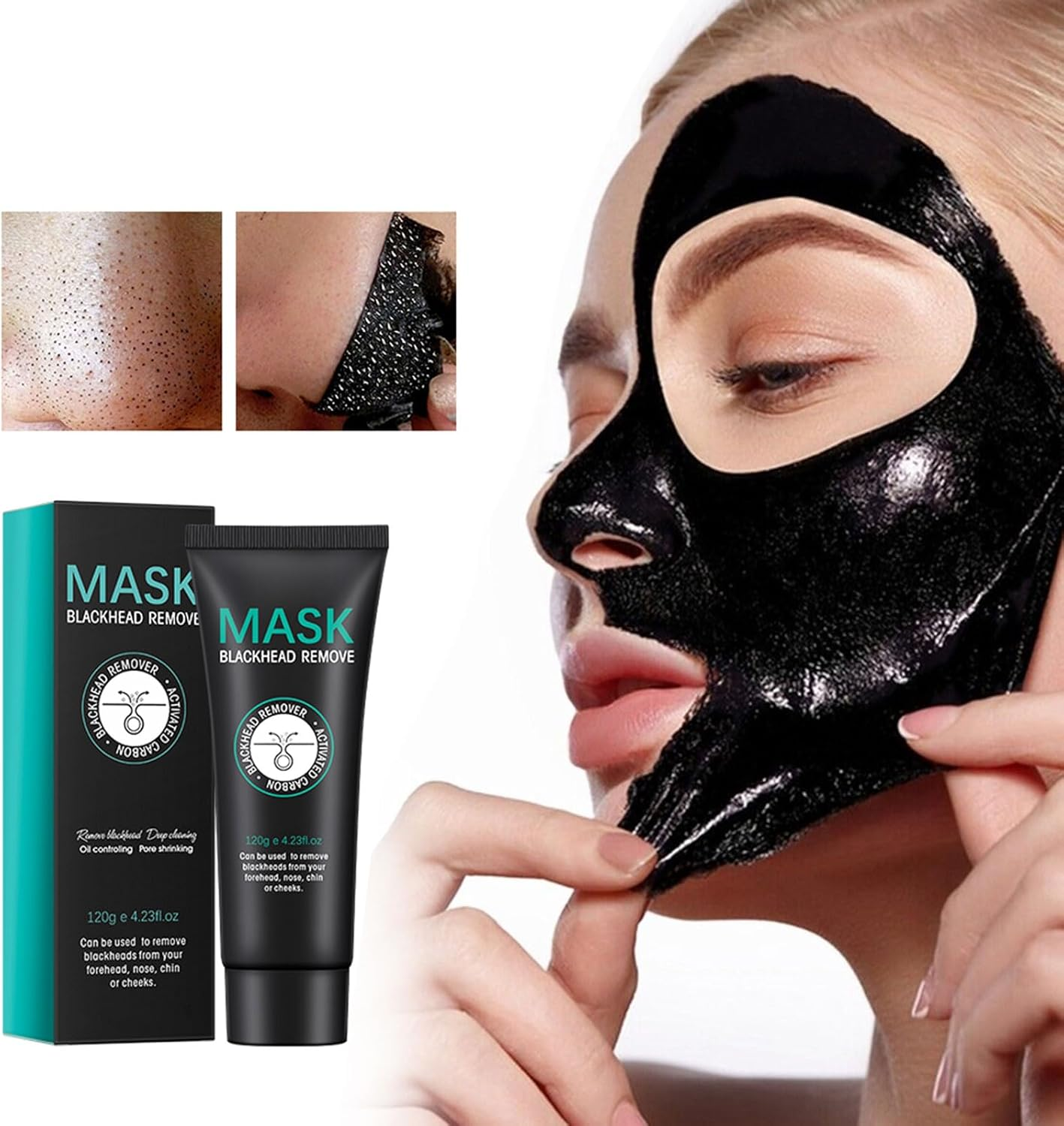 Blackhead Remover Mask Kit, Charcoal Peel off Facial Mask with Brush and Pimple Extractors, Deep Cleansing for Face Nose Blackhead Pores Acne, for All Skin Types image number 1