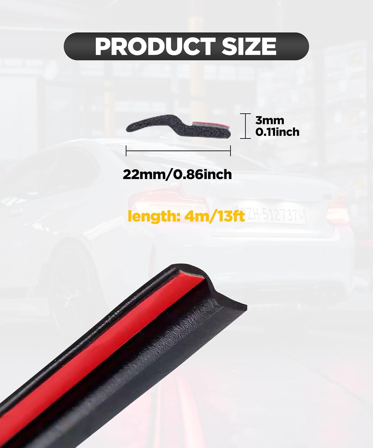 Z-Shape Automotive Weather Seal, 13Ft Car Windshield & Door Seal, Self-Adhesive Seal Strip image number 3