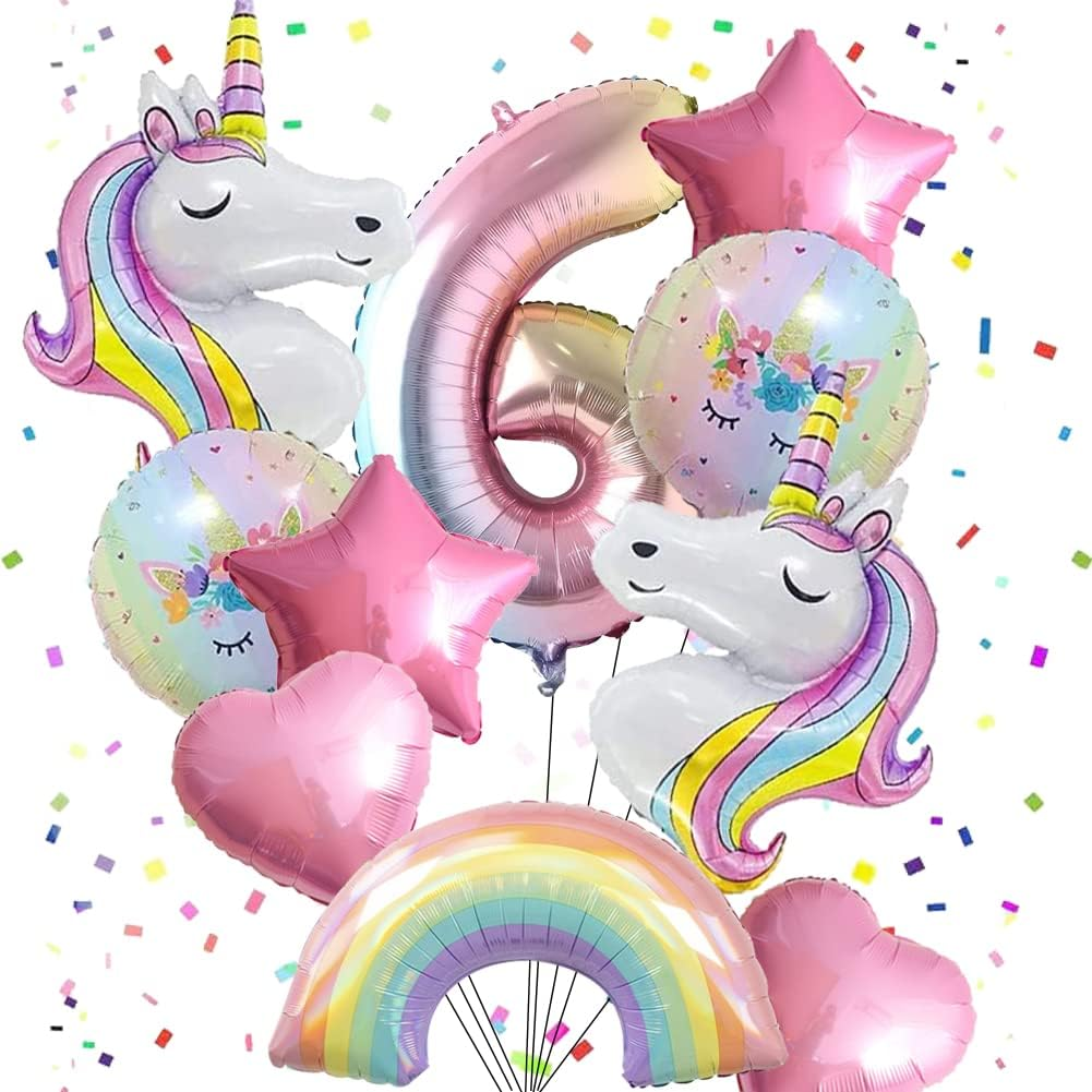 Unicorn Balloons Unicorn Birthday Party Decorations for Girls Foil Balloons Set Macaron and Rainbow Balloon Wedding Baby Shower Party Supplie (Number 9) image number 6