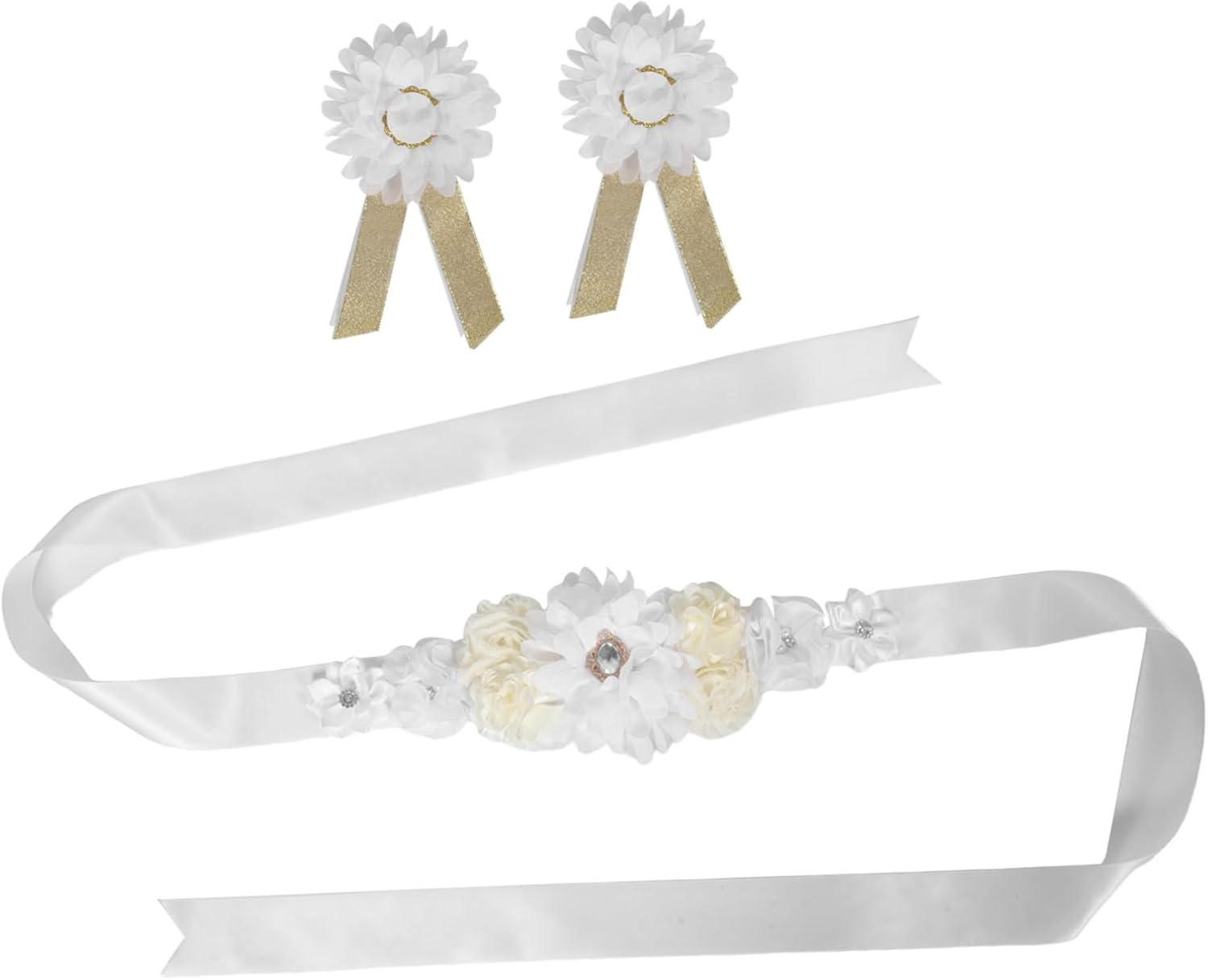 Toyvian Floral Maternity Sash Belt with Adjustable Support for Mom-To-Be Breathable Pregnancy Flower Sash for Shower Elegant Belly Band with Flower Accents for Maternity Photography And