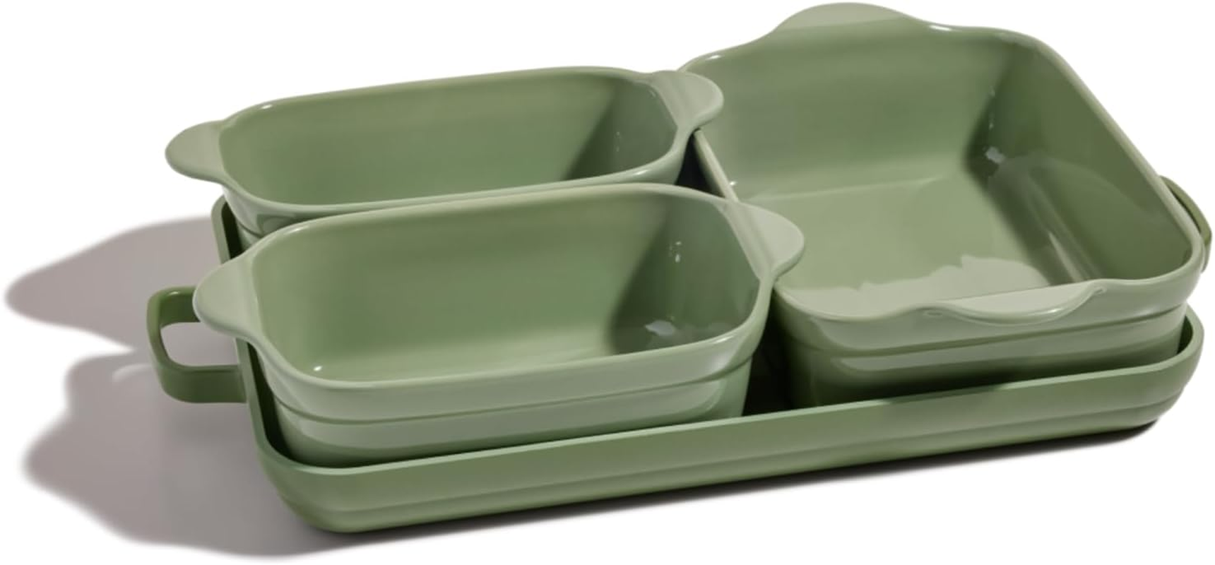 Our Place Bakeware Set | 5-Piece Nonstick, Toxin-Free, Ceramic, Cast Aluminum Set with Oven Pan, Bakers, & Oven Mat | Space-Saving Nesting Design | Oven-Safe | Bake, Roast, Griddle and More | Steam