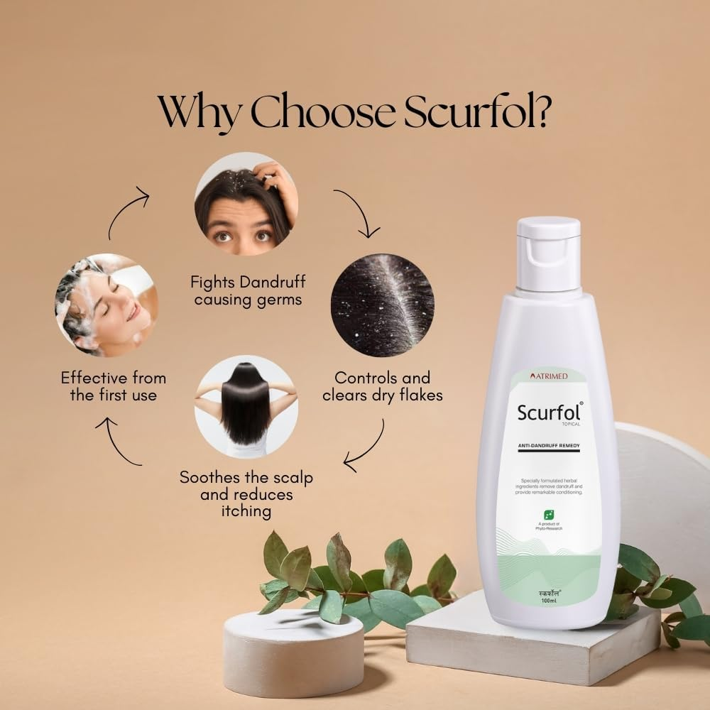 Atrimed Scurfol Anti-Dandruff Shampoo, Pack of 2, 100Ml image number 6