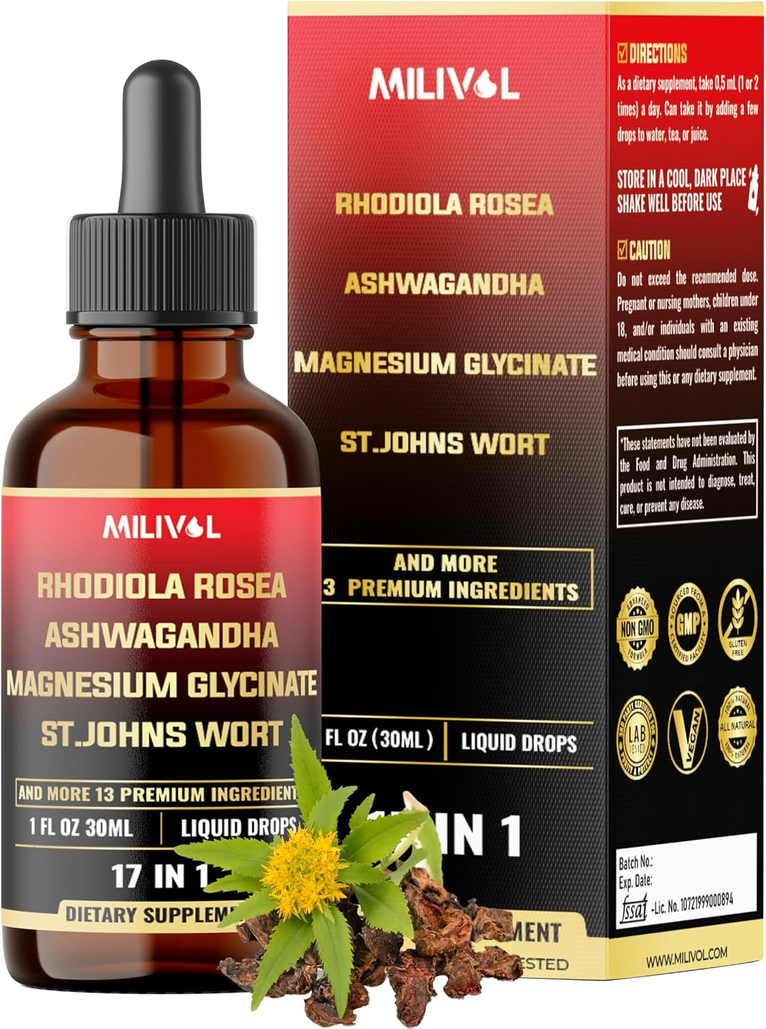 17In1 Rhodiola Rosea Tincture W.Ashwagandha Magnesium L-Theanine. Ultra Strength Rhodiola Cortisol Supplement for Relaxation, Mood, Energy - 60 Day Supply image number 5