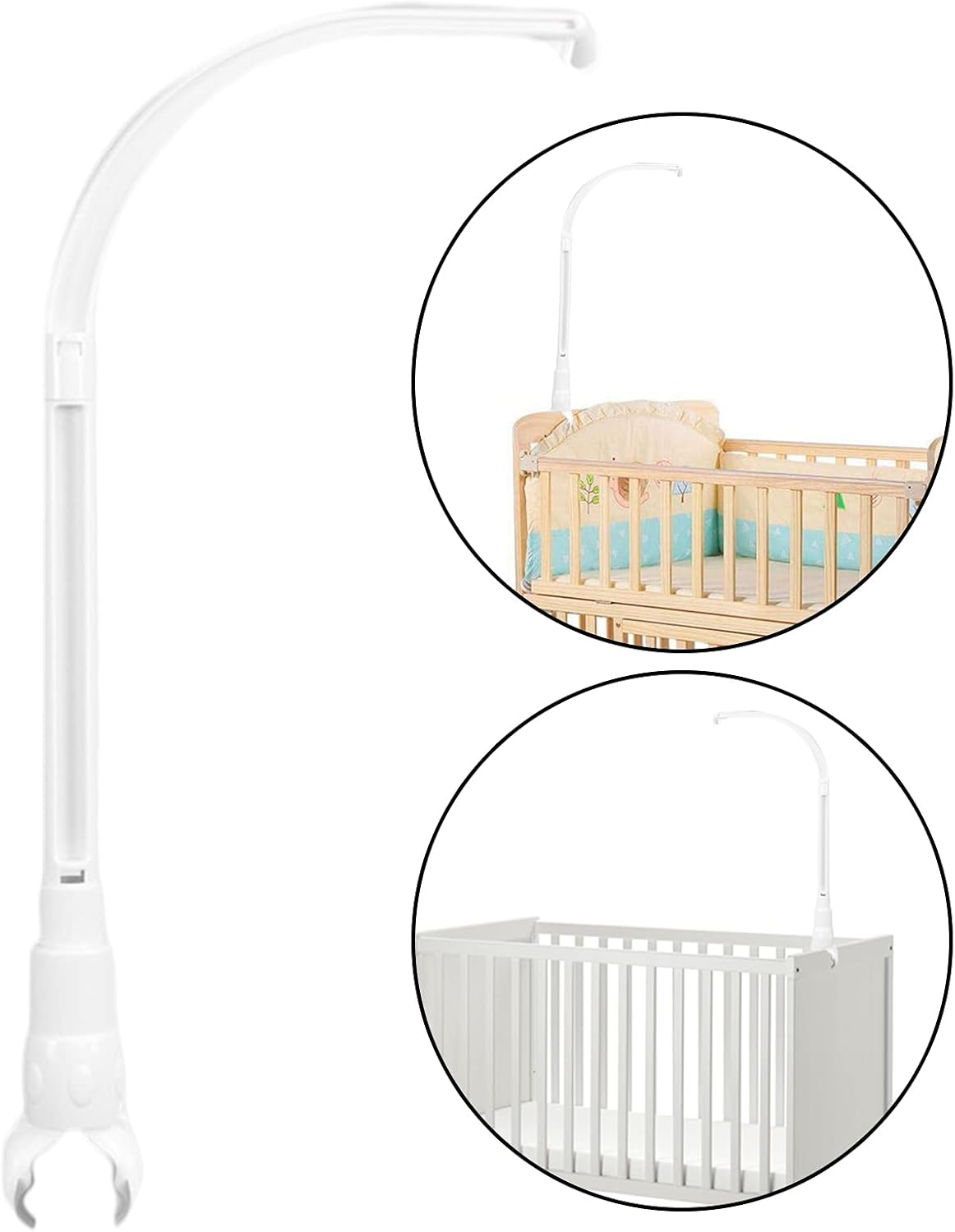 White Bracket Set Baby Crib Mobile Bed Bell Toy Holder Arm Bracket image number 4