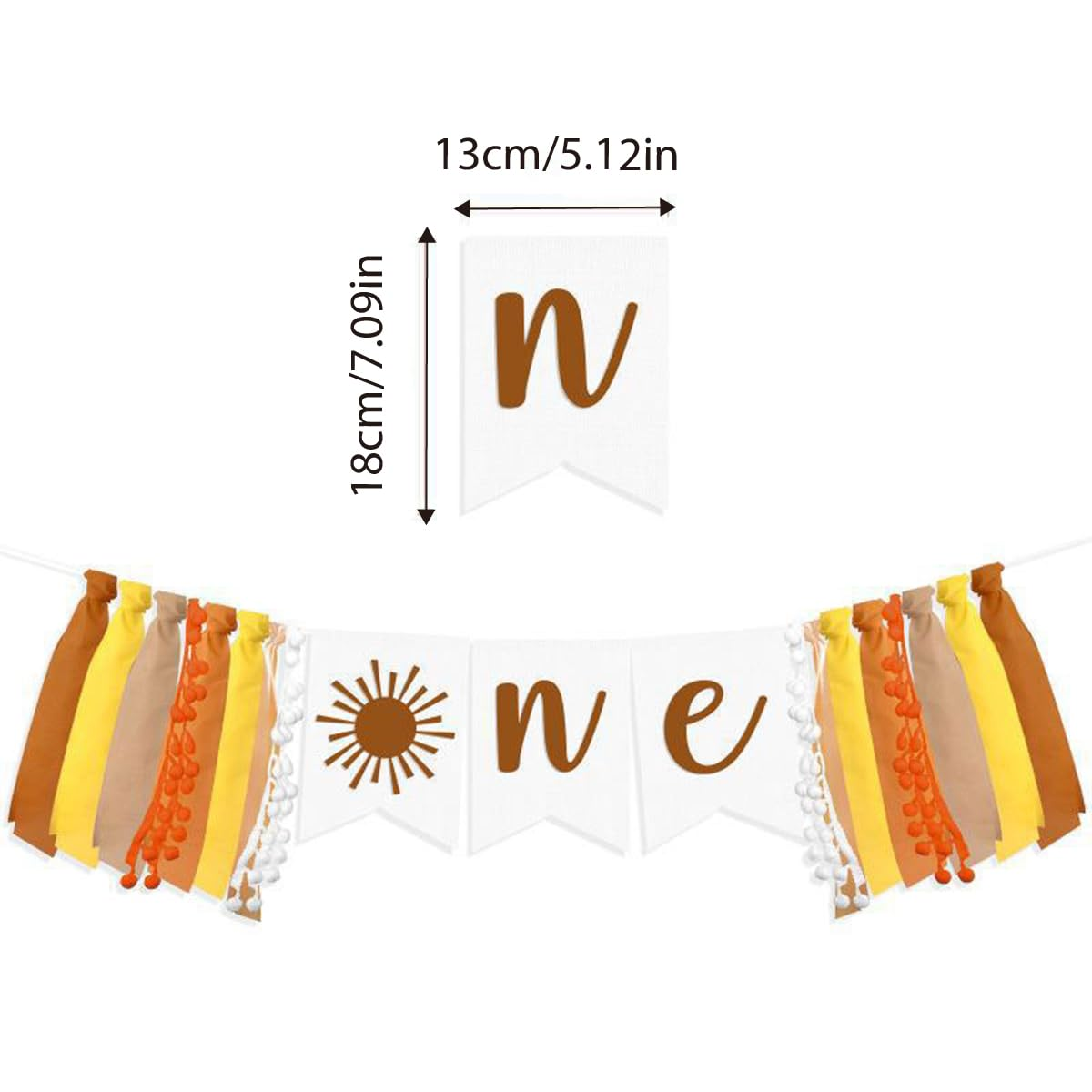 AIMALL Birthday Party High Chair Banner for 1 Year Old - Decorative Flag with "ONE" Letters and Handmade Fabric Tassels, Colorful Cloth Strip for Baby'S First Birthday image number 5