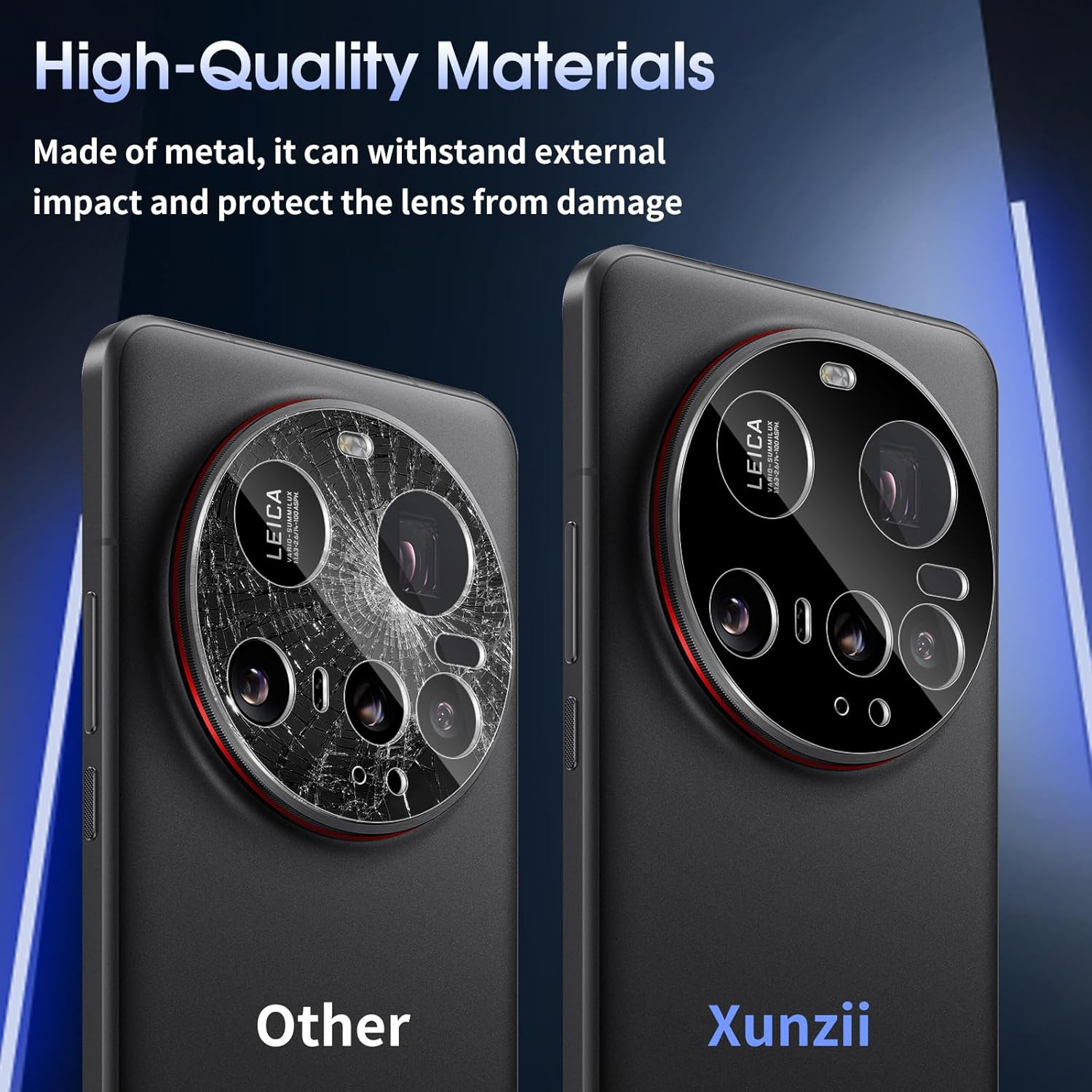 Xunzii Pack of 2 Camera Protectors for Xiaomi 15 Ultra 5G for Tempered Glass - [Black], 9H Hardness Anti-Scratch Camera Protective Film with Positioning Aid for Installation, Anti-Dust HD Rear Camera image number 1