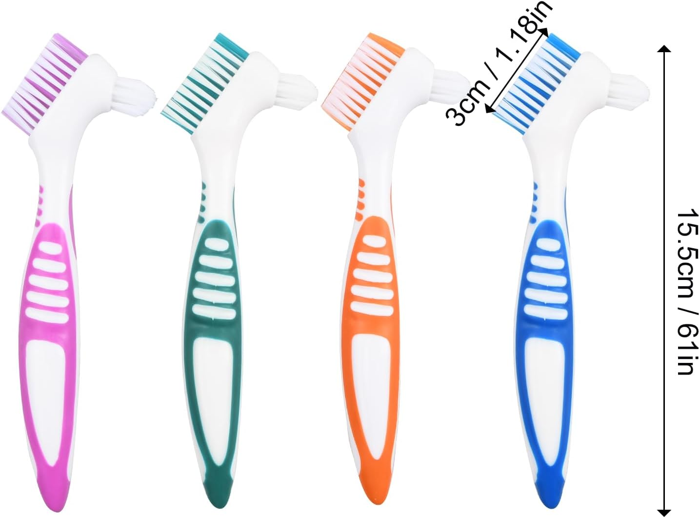 4PCS False Teeth Brush, Multi-Layered Bristles False Teeth Brush, Denture Brush, Denture Toothbrush, Dual Head Toothbrushes, Retainer Brush for Cleaning Dentures image number 2