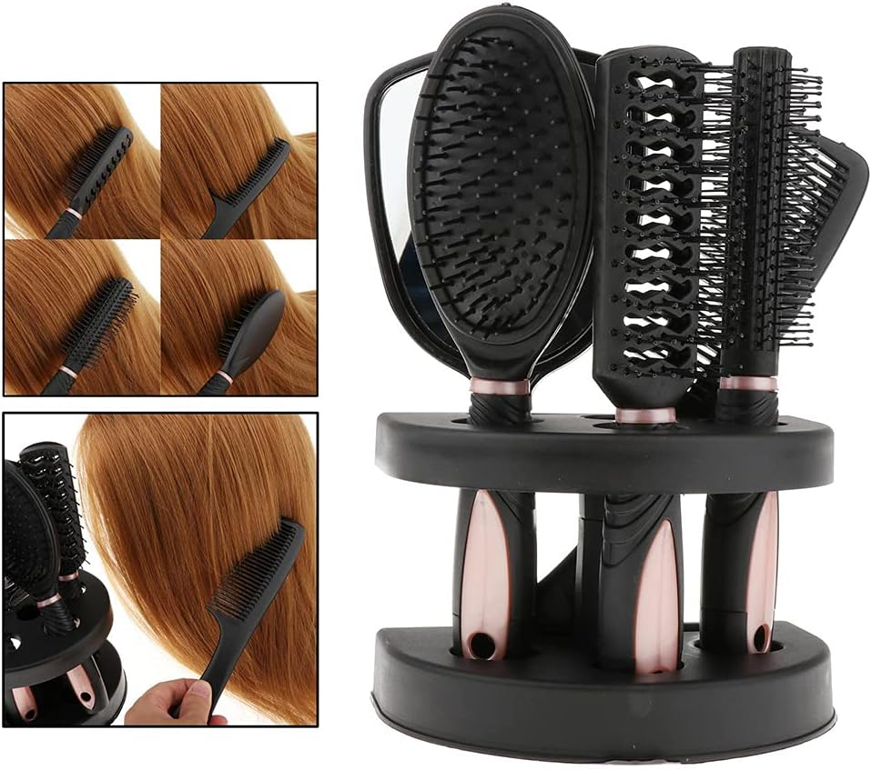 AKOAK 1 Pack Comb Display Rack Circular Plastic Hair Brush Storage Frame Professional Salon Hair Perm and Hair Dye Storage Tool Accessories (Black)