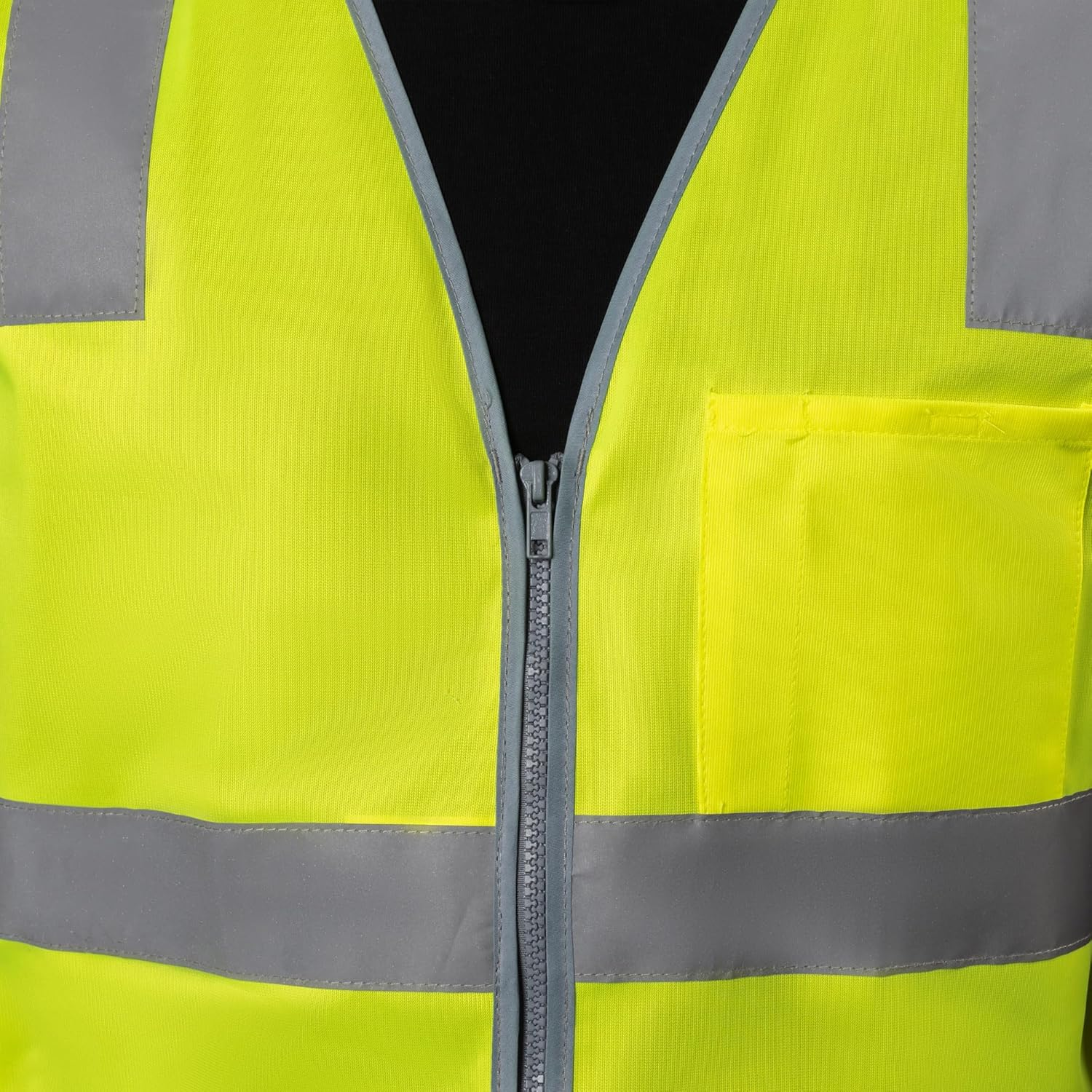 Hi-Vis Day/Night Zip Safety Vest - High Visibility Reflective Vest | Improved Reflectivity with 50Mm Micro Prism Tape | Lightweight & Breathable Design | Certified Safety Compliant |