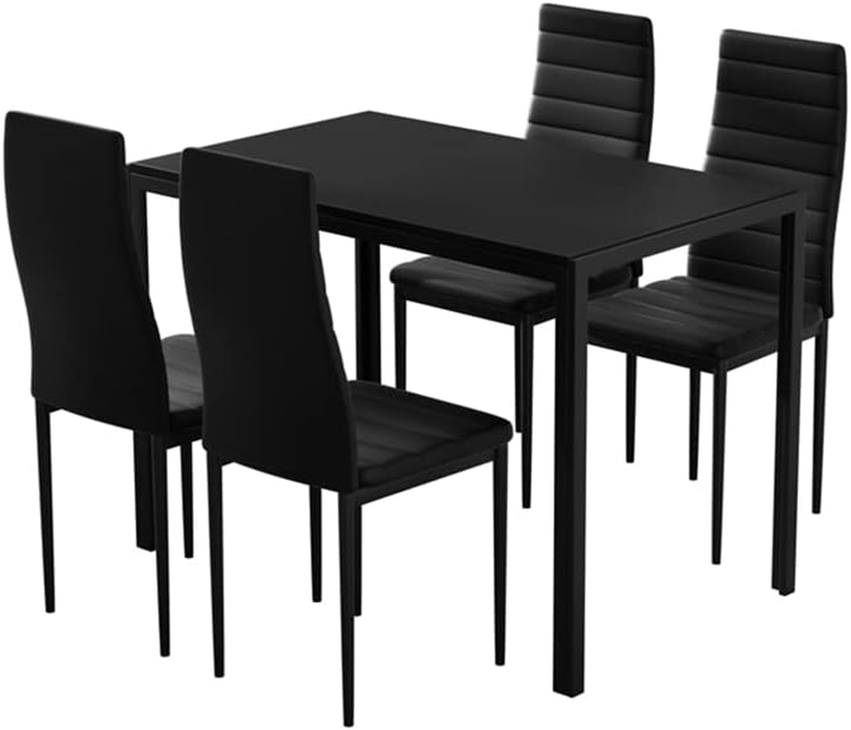 Artiss Dining Table and Chair Set of 5 Black Tables Chairs Setting Desk Nursing Seats Reading Seating Home Living Room Bedroom Kitchen Cafe Outdoor Indoor Furniture MDF Tabletop 4X 45Cm Height Seat
