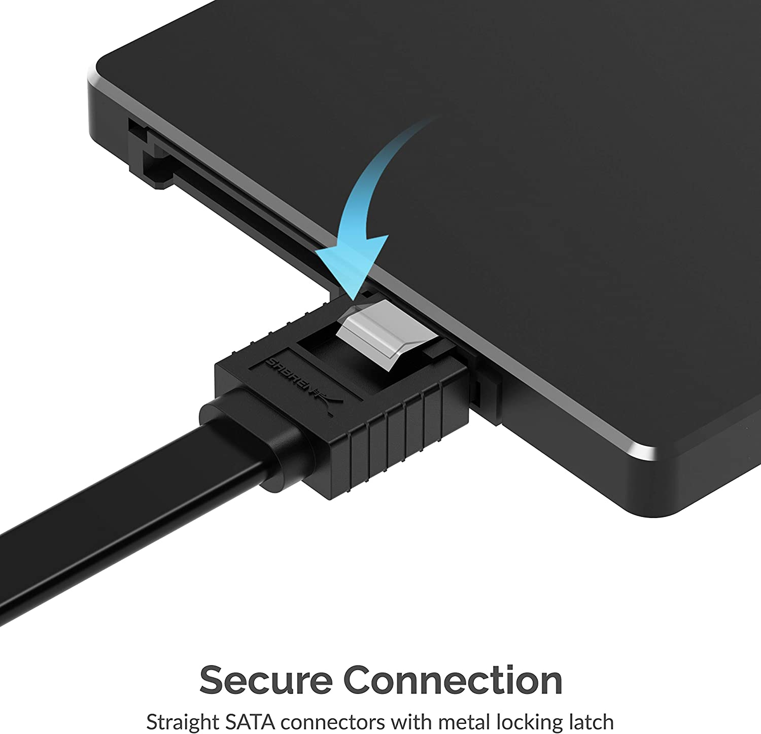 SABRENT SATA III (6 Gbit/S) Straight Data Cable with Locking Latch for HDD/SSD/CD and DVD Drives (3 Pack - 20-Inch) in Black (CB-SFK3) image number 6