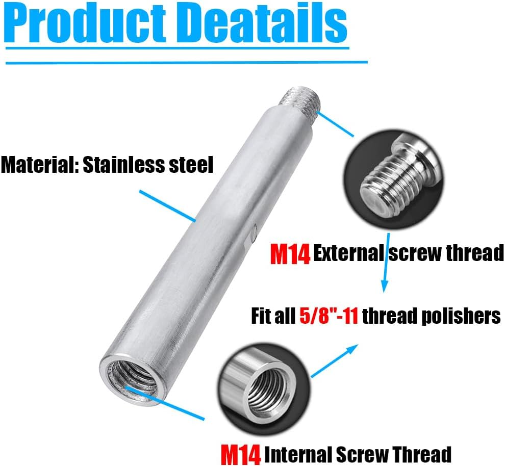 Yakamoz M14 Stainless Steel Rotary Extension Shaft Set, 3Pcs 75Mm 100Mm 140Mm Aluminium Alloy Connecting Rod Connector Adaptor Extension Rod for Grinders Power Tools image number 5