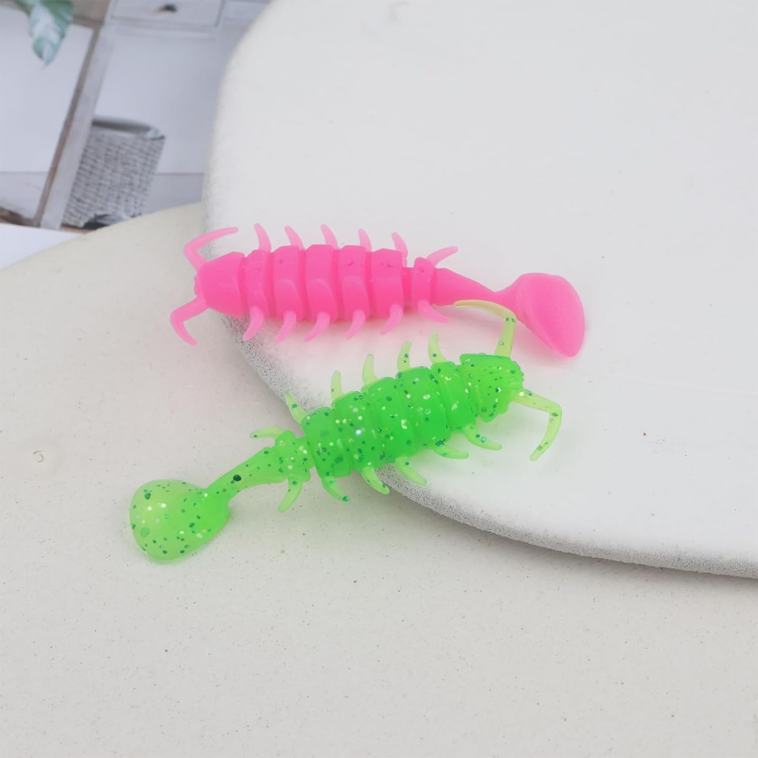 Briny River 50Pcs Insect Soft Fish Bait 3.5Cm Worm Shape Plastic Fishing Lures Suitable for Freshwater Seawater Fish image number 4
