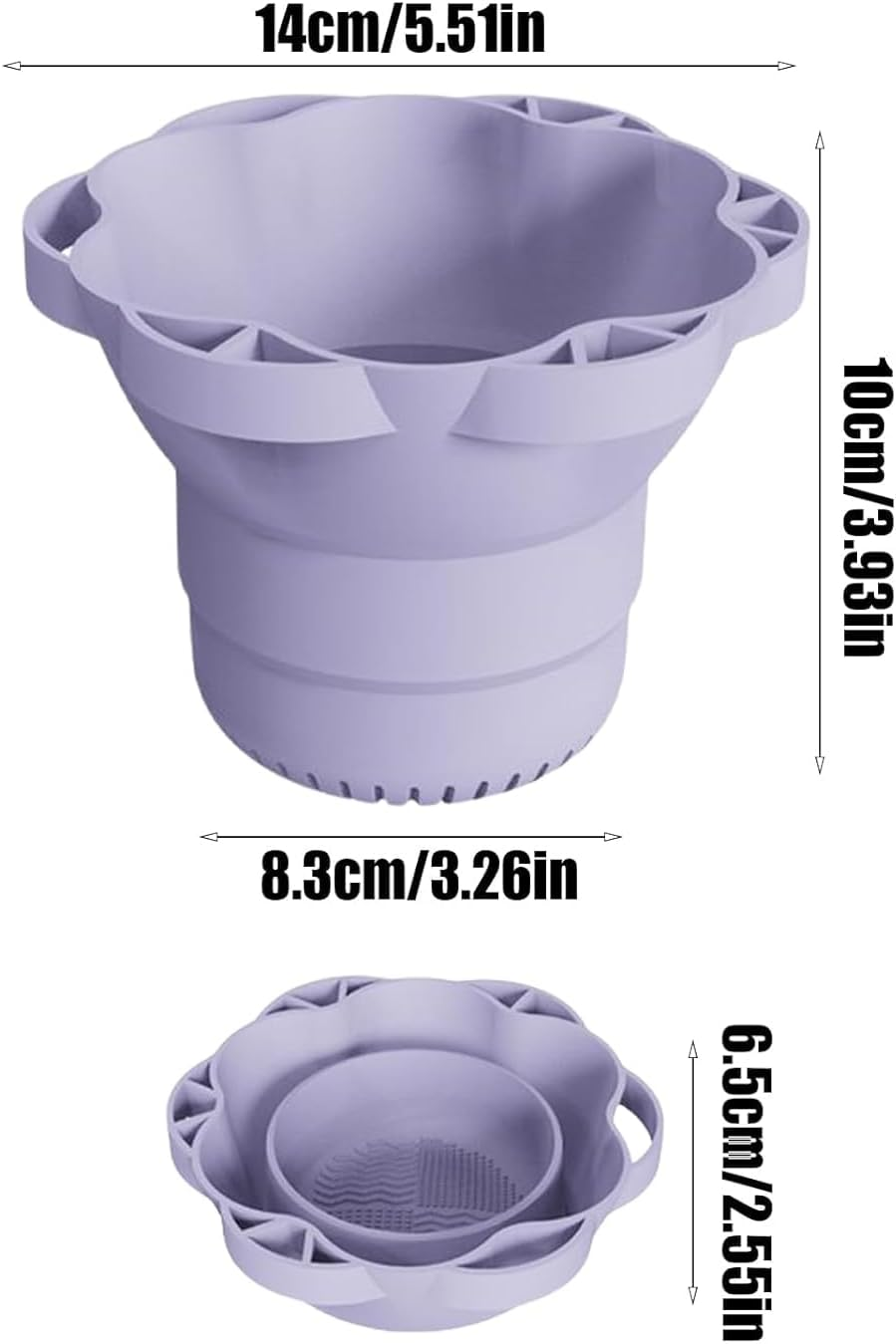 Dannisly Makeup Brush Cleaner Bowl - Cosmetic Brush Cleaner | Foldable Makeup Brushes Cleaner Mat | Make up Brush Washing Bowl, Scrubber Tools with Drying Washer for Women Home Travel Storage Salon