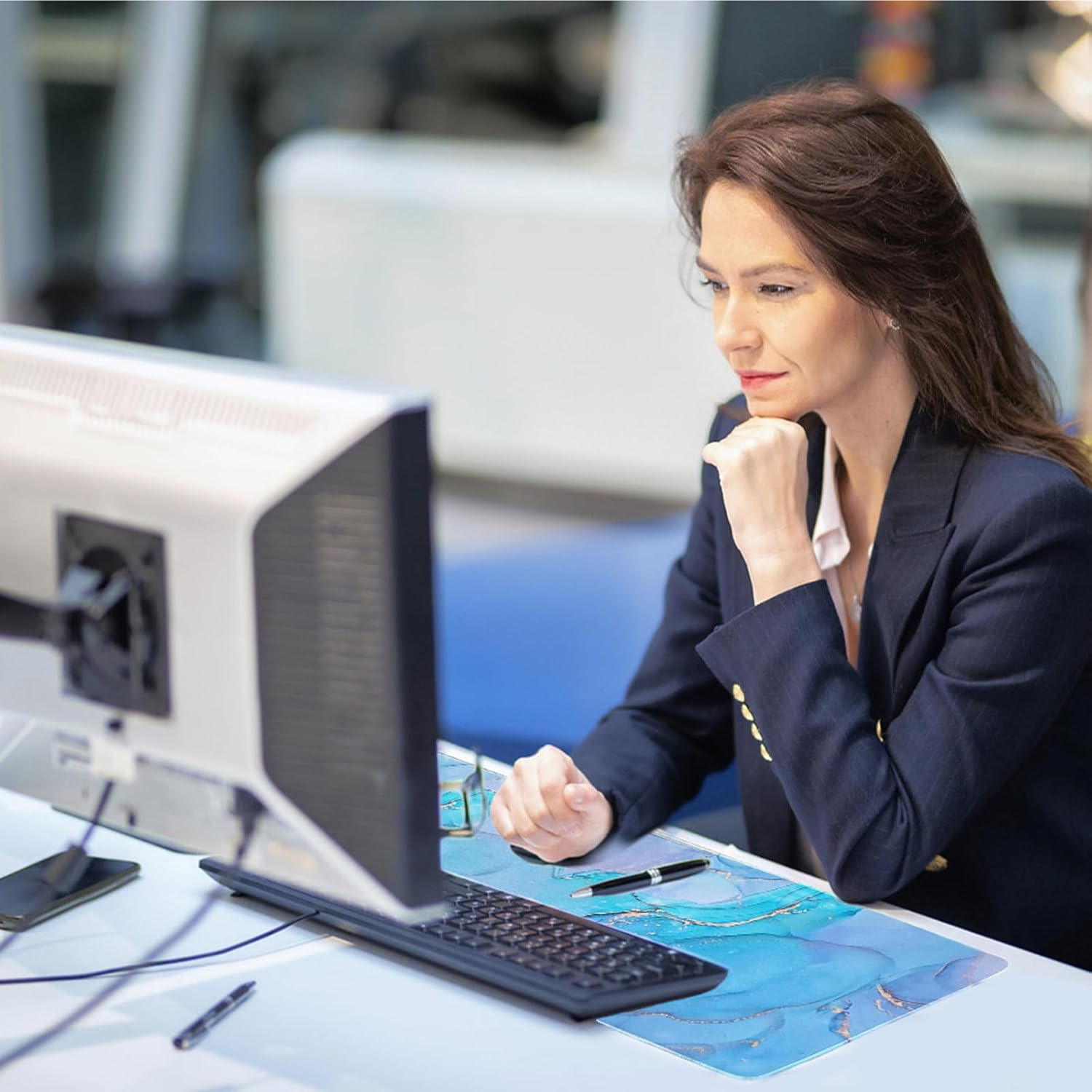 NASHRIO Mouse Pad Computer Desk Mat 80X30Cm Large Mousepad Desk Pad Mat, Long Keyboard Mouse Pad Mats Gaming Mousemat Desk Protector Pad for Laptop (Blue Pink Marble) image number 4