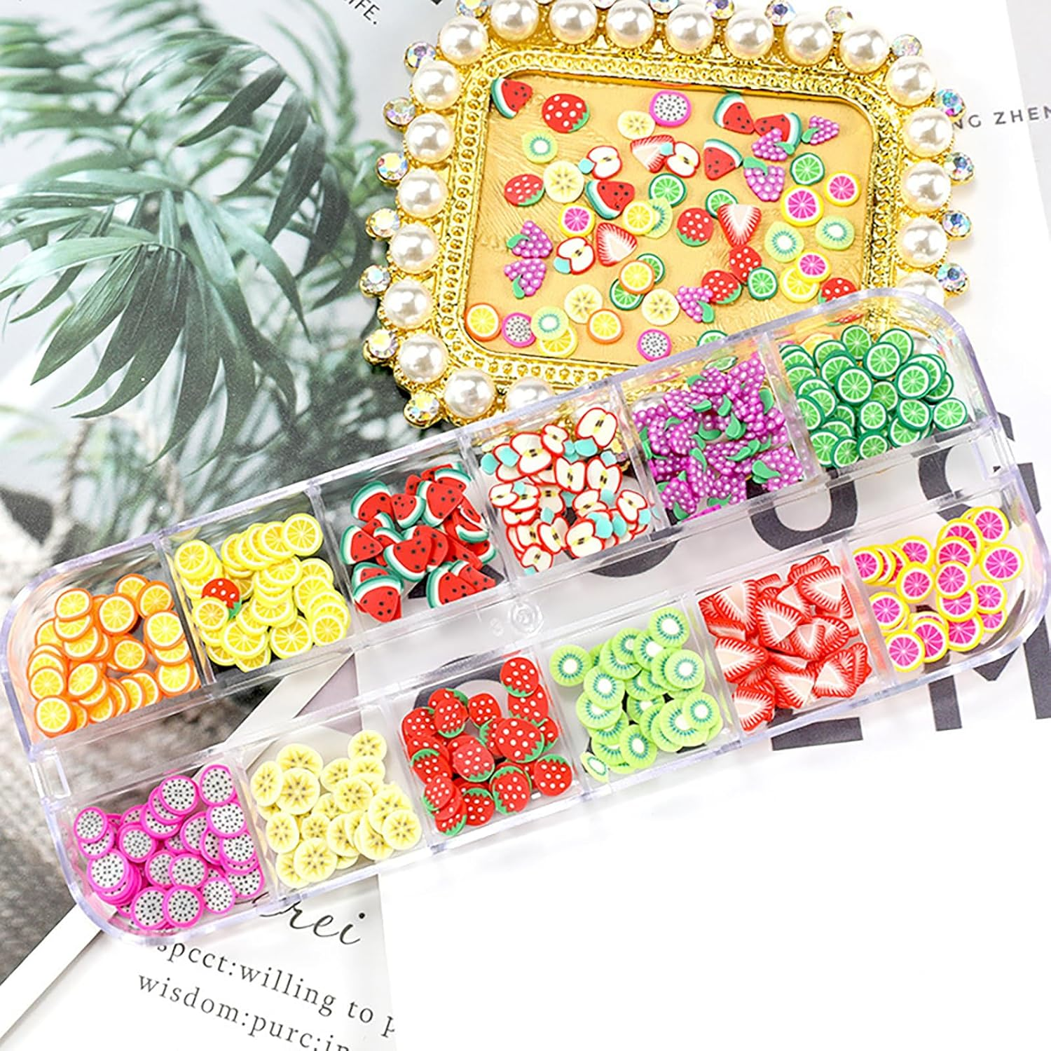 2 Boxes 3D Fruit Slices Nail Art Slices Polymer Clay Fruit Slime Charms Lip Gloss Making Supplies Nail Art Decorations image number 5