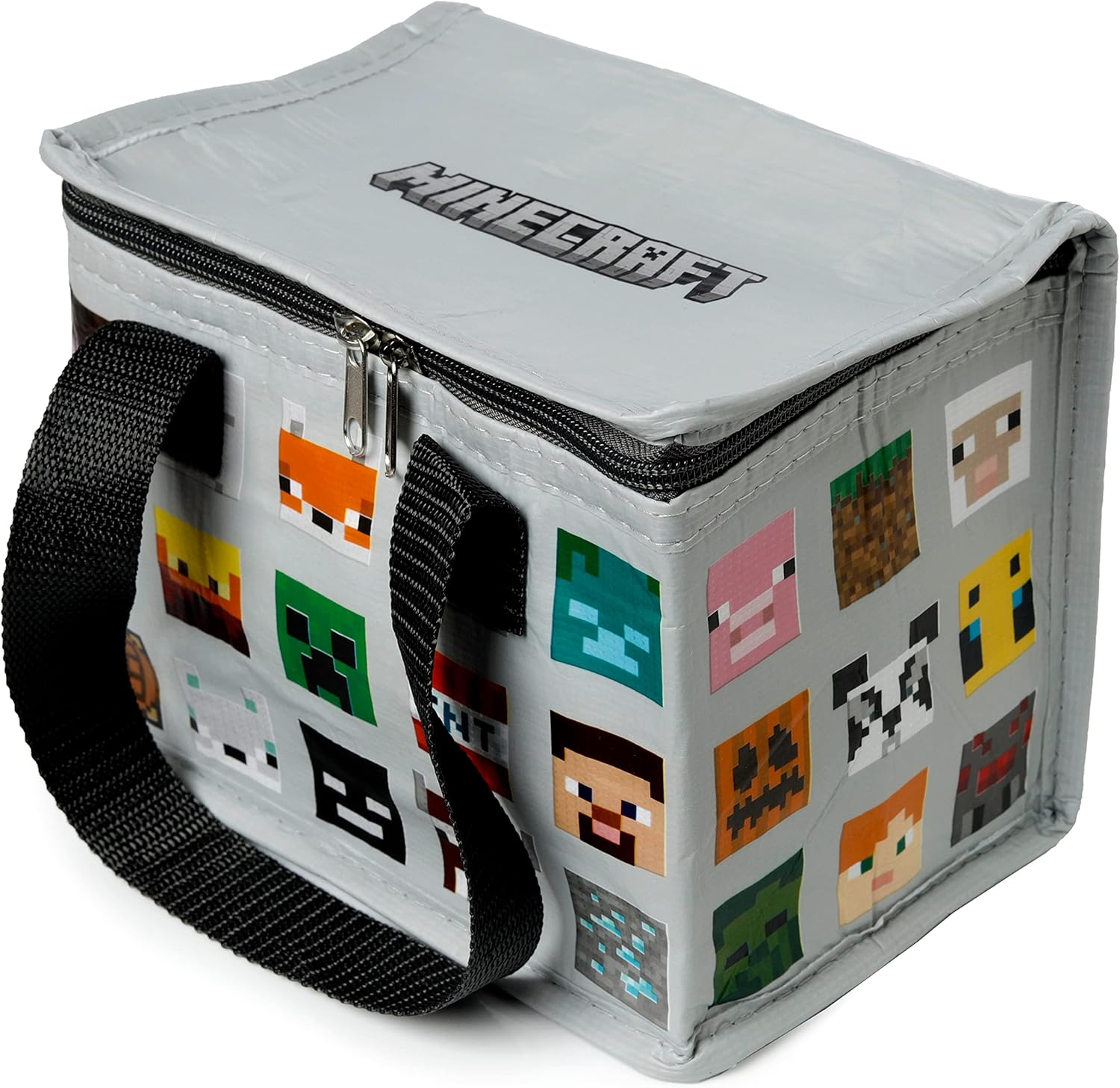 Puckator Cool Lunch Bag with Minecraft Faces Design Made Out of Recycled Plastic Bottles - Insulated Lunch Bag for Women Men Children - Lunch Box Bag for Work & School - Beach Picnic Accessories image number 3