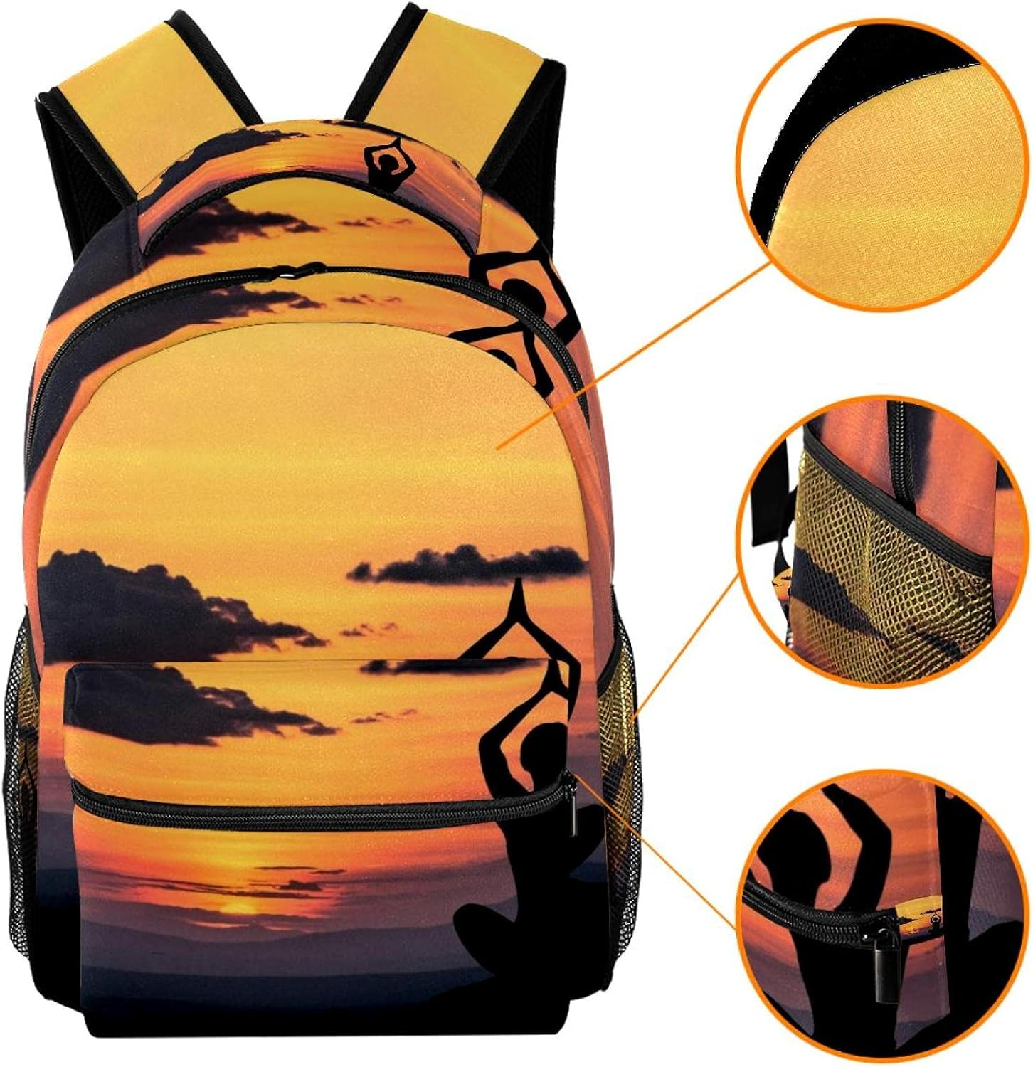 Meditation Zen Chan Yoga Statue Backpack Students Shoulder Bags Travel Bag College School Tote Backpacks image number 1