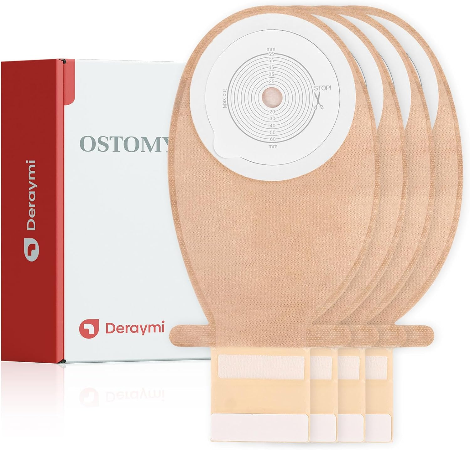 DERAYMI 20 PCS Colostomy Bags, One Piece Ostomy Bags Ostomy Supplies, Leakage Odour Proof Ostomy Drainable Pouches for Ileostomy Stoma Care Cut-To-Fit 20-65Mm image number 6