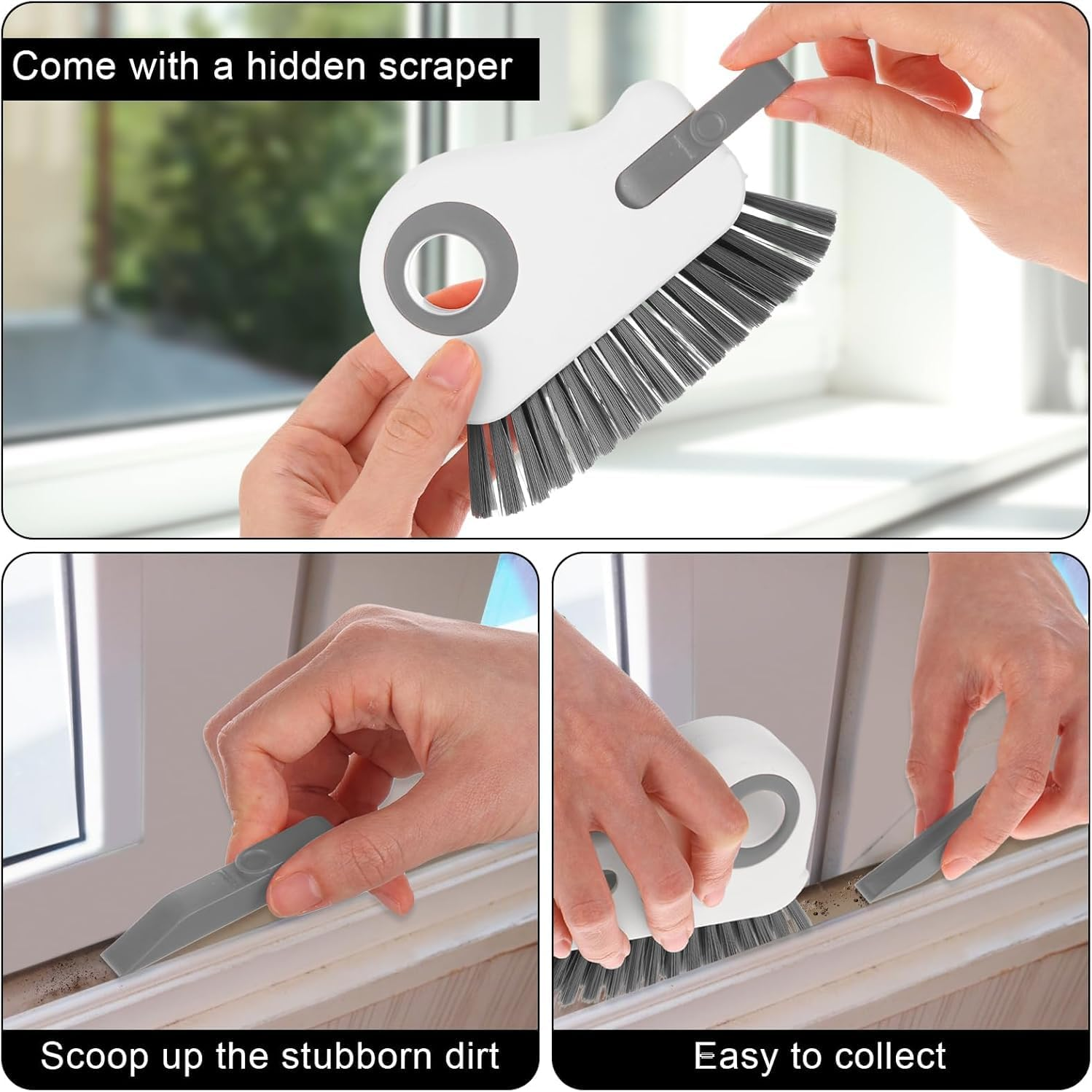 1Pc 2 in 1 Groove Cleaning Brush, 2 in 1 Cleaning Brush Window Frame Cleaning Tool, Window Track Cleaning Tools Window Sill Cleaner Tool - Grey image number 5