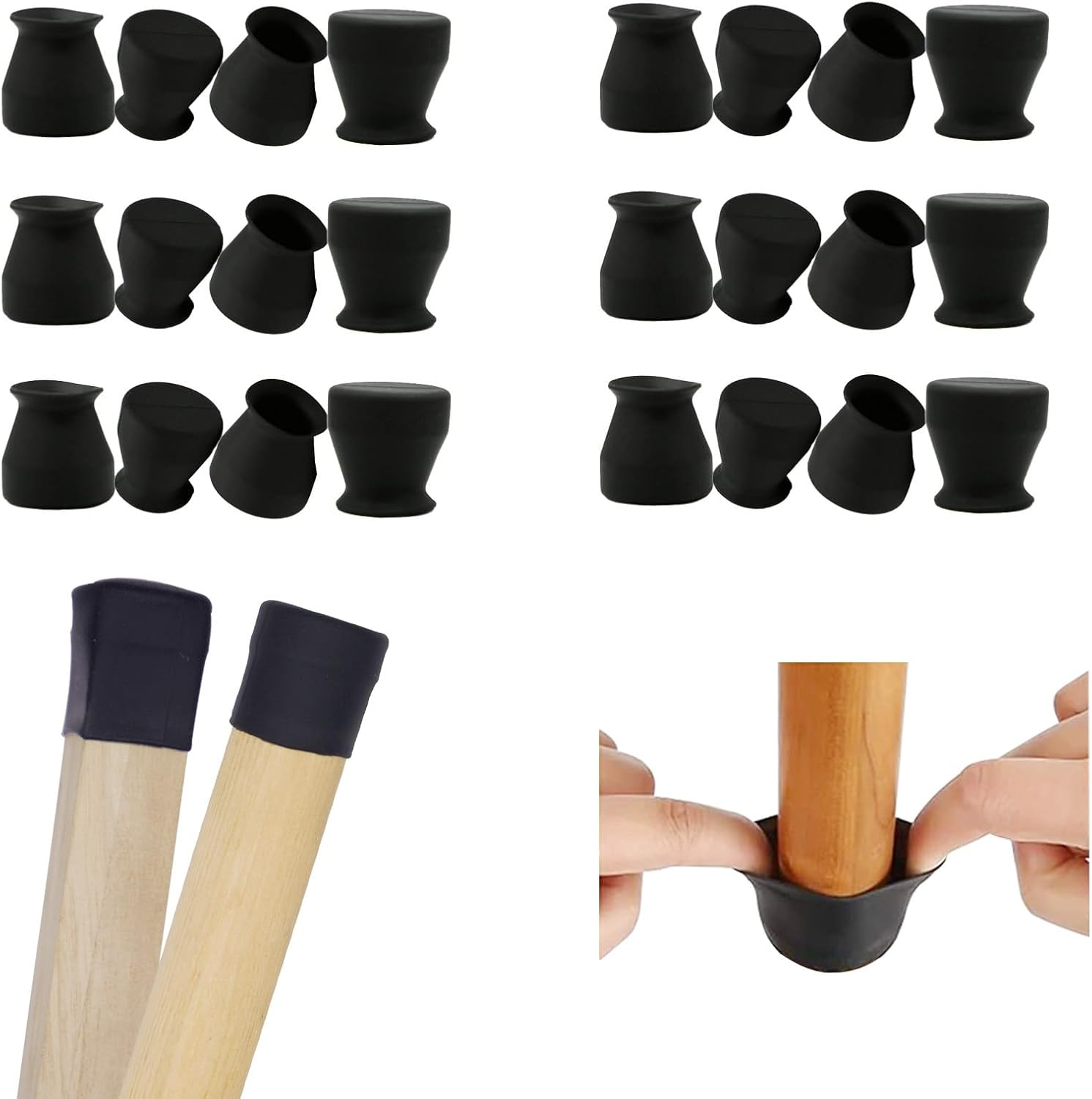 Simpracon round Leg Diameter 1/2&rdquo; Extra Small Chair Leg Floor Protectors Non-Slip Chair Leg Caps Bottom Ultra Small Furniture Feet Covers for Hardwood Floors Prevent Scratches,24 PCS