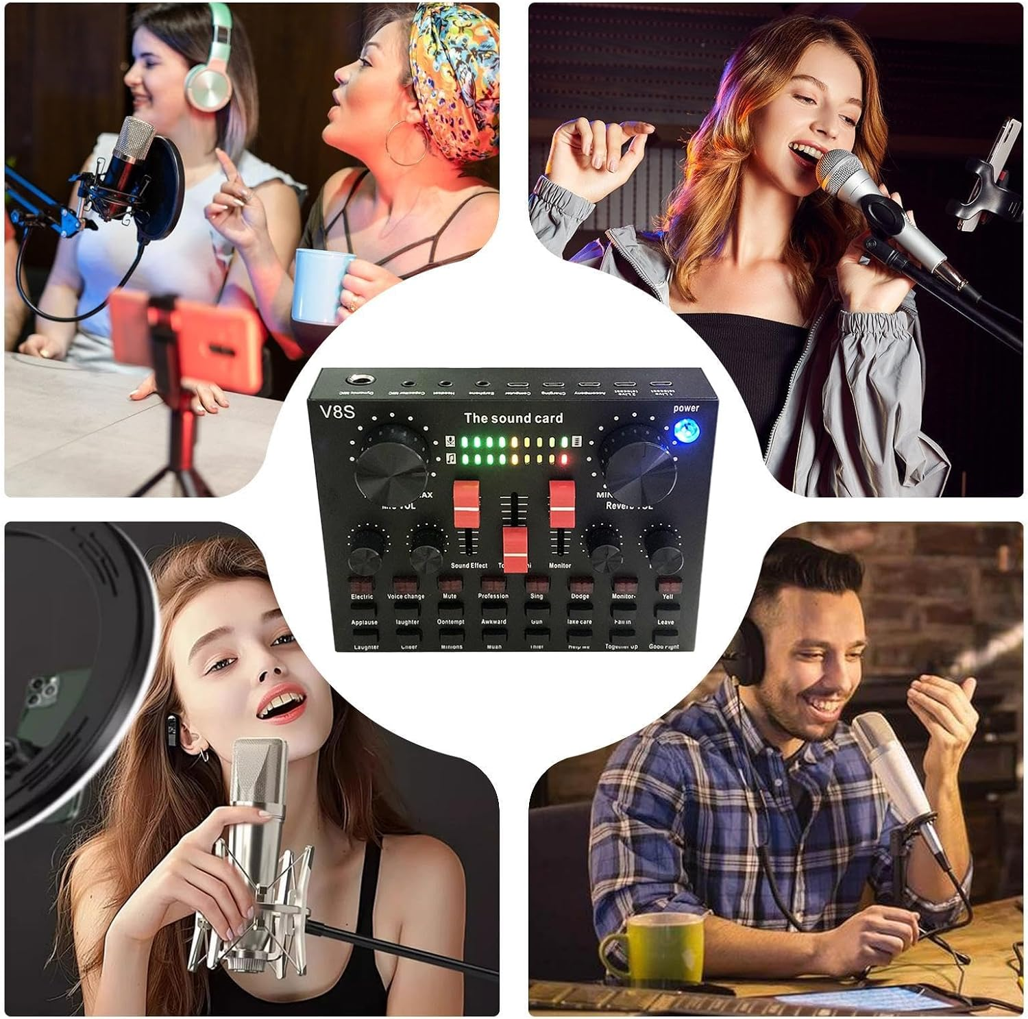 Audio Mixer for Streaming, DJ Sound Controller, Sound Board Console, Compact Voice Changer Board, Portable Audio Mixer, DJ Studio Soundboard, Voice Effects Mixer, Streaming Mixer Board, Stereo DJ Mixe