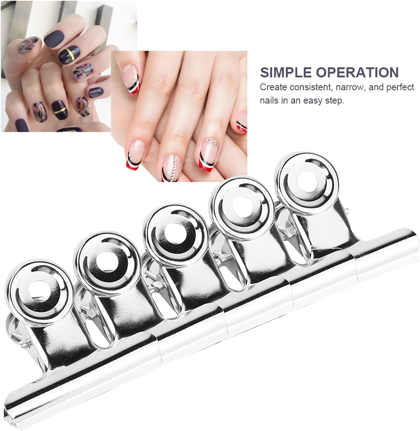 Kooingtech Pack of 5 Nail Extension Nail Clips, Stainless Steel C Curve Nail Clips, Fixation Accessories for Nail Art, Home, DIY, Salon
