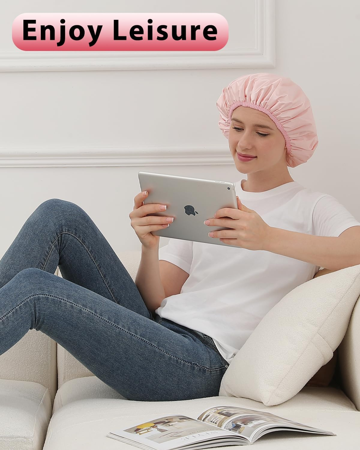 Years Calm Silk Bonnet for Sleeping Women, Double Layer Soft Ajustable Elasticity Band Satin Bonnet for Sleeping Hair - Sleep Shower Caps (T-3) image number 5