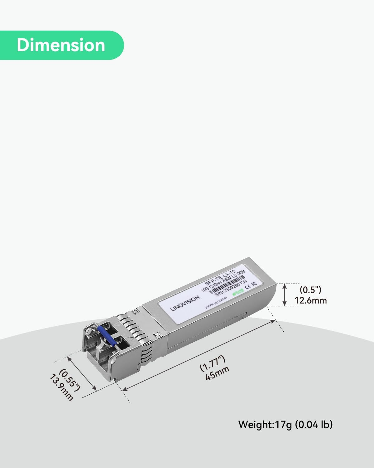 LINOVISION 10Gbase-Er BIDI SFP+ Transceiver, 1310Nm SMF, up to 10Km, Duplex LC Connector, 10Gbps BIDI SFP+ Optical Transceiver for POE Switches with 10G SFP Port image number 5