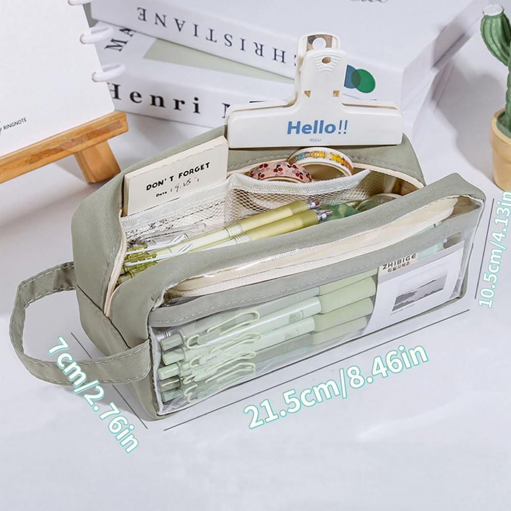 Clear Pencil Pouch Aesthetic School Supplies Large Cute Pencil Case for Girls Preppy Pencil Case Aesthetic image number 1