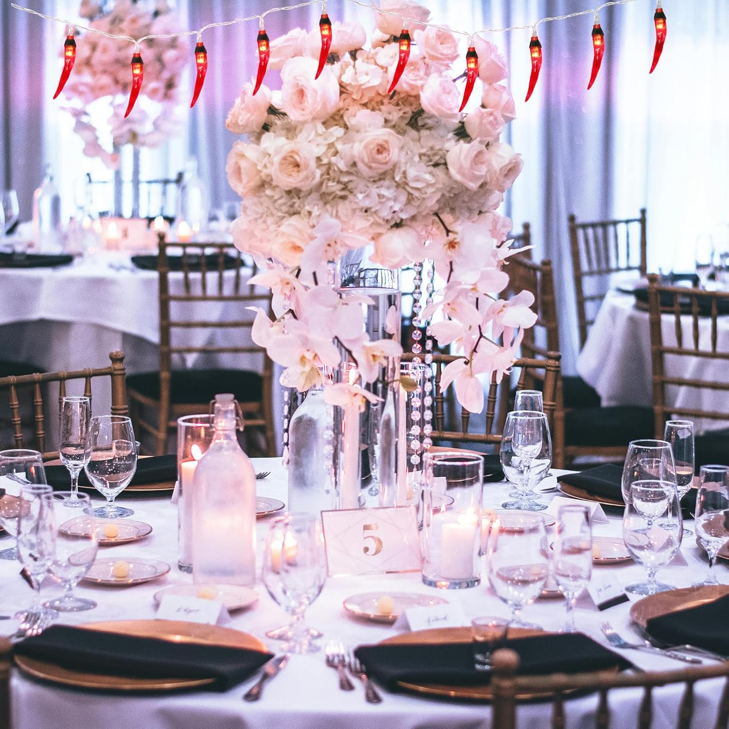 Tofficu 20 Led Chili Pepper String Lights, Battery-Powered Decorative Lighting for Indoor & Outdoor, Patio, Garden, Christmas, and Party Decorations, Red (Batteries Not Included)